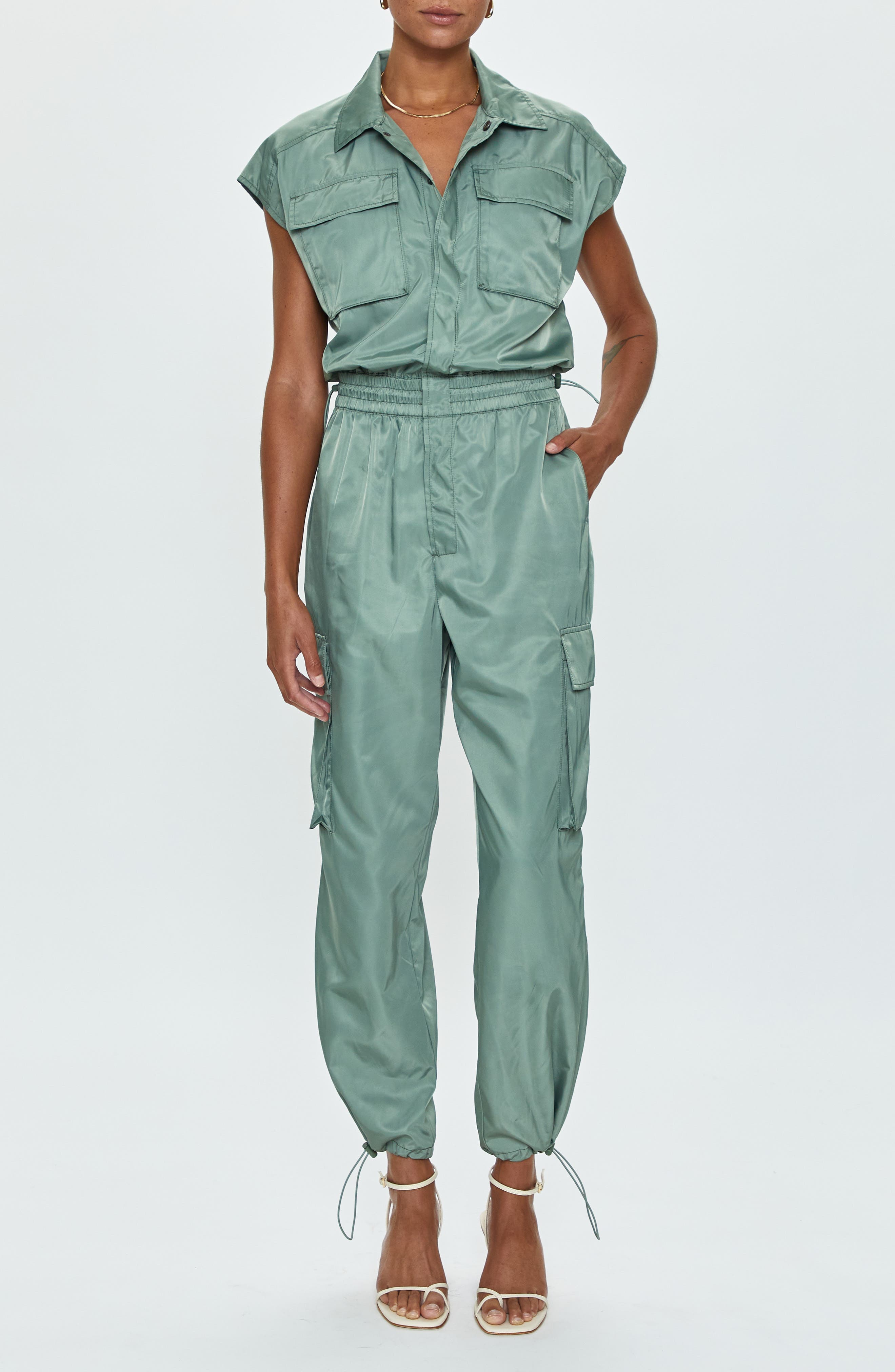 Jade Smocked Waist Utility Jumpsuit - image 1