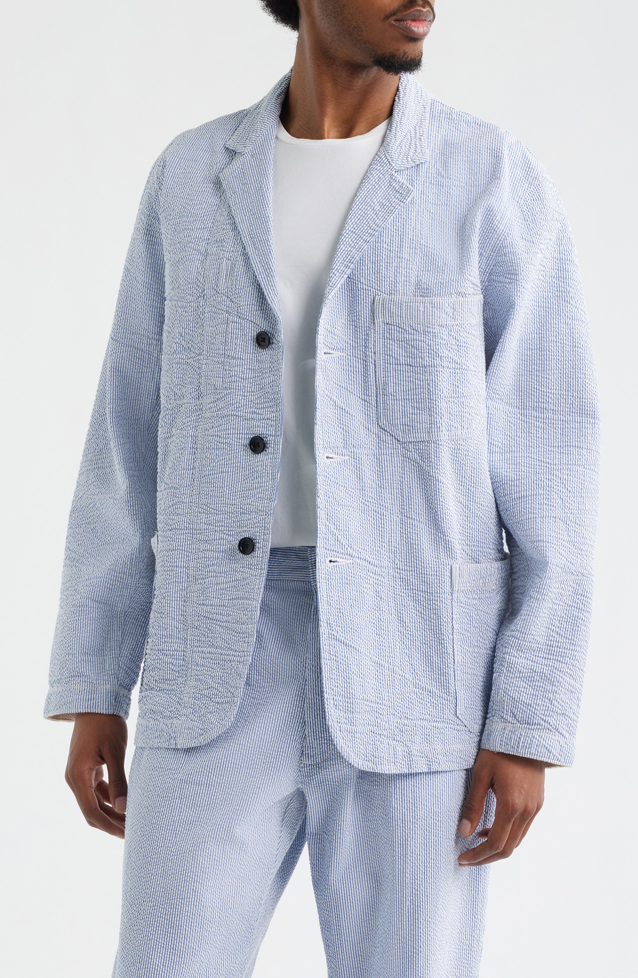 Organic Cotton Seersucker Server Suit Jacket - image 1