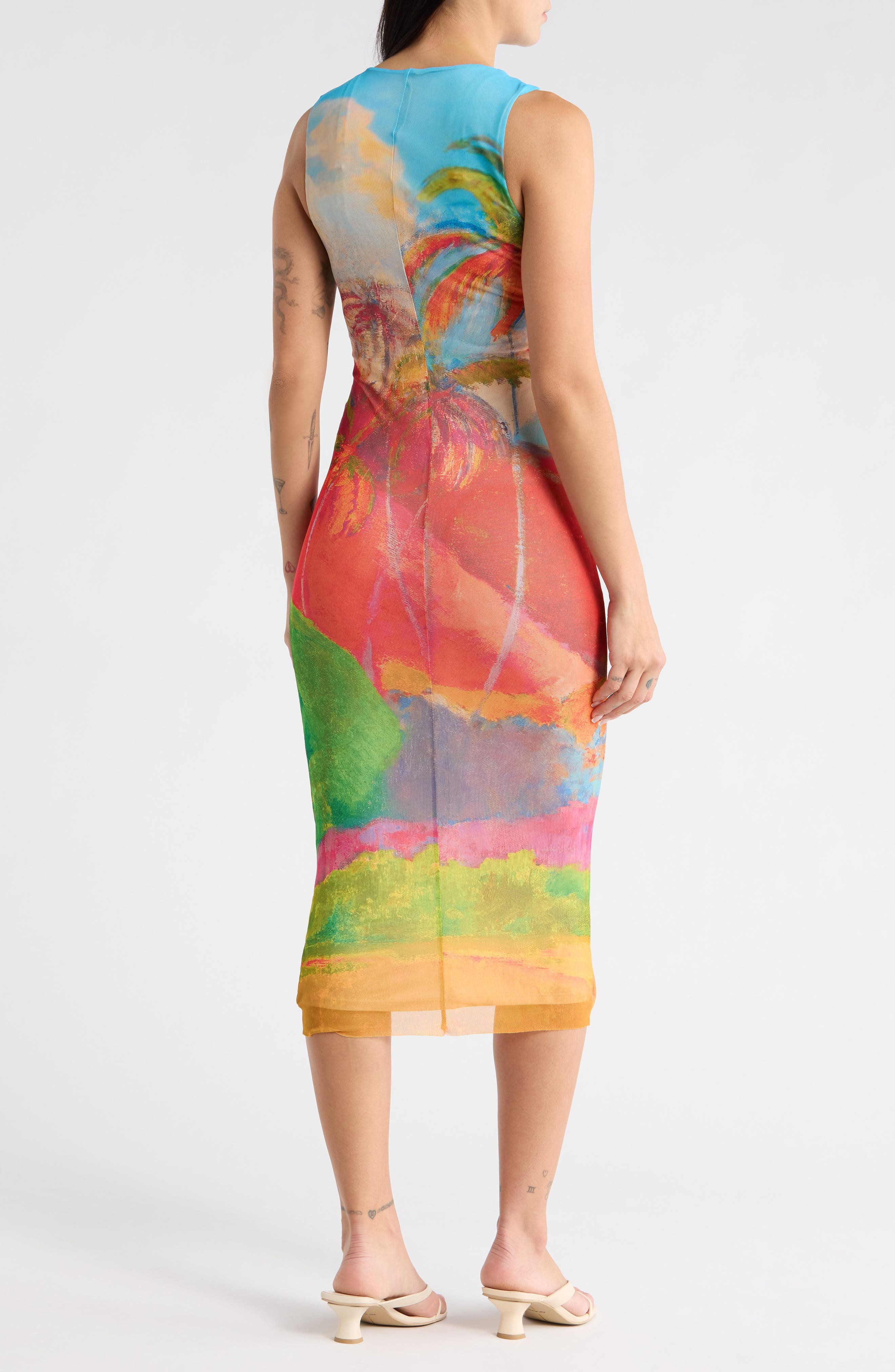 Tropical Sleeveless Mesh Dress - image 2