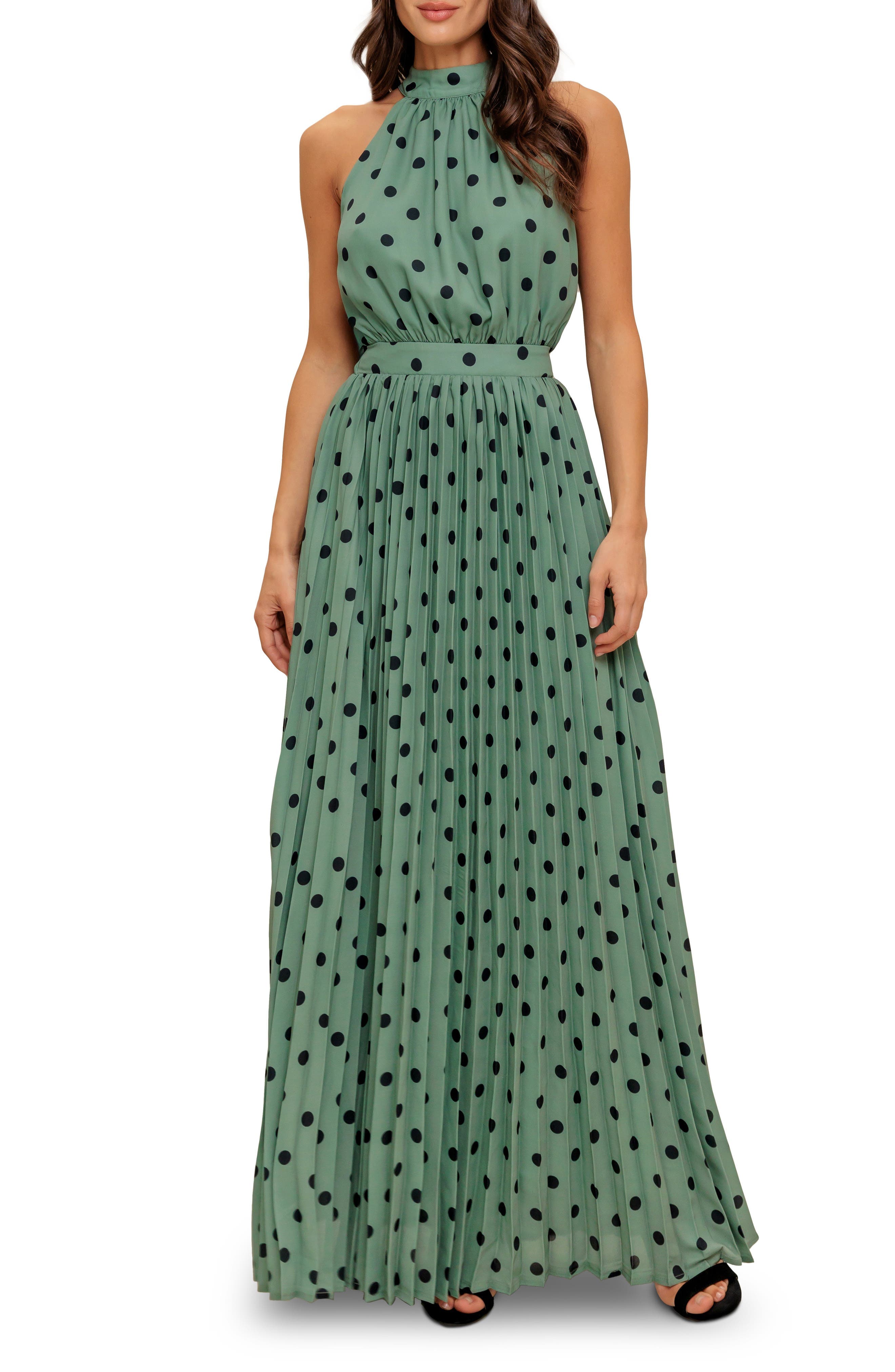 Polka Dot Halter Maxi Dress - image 1