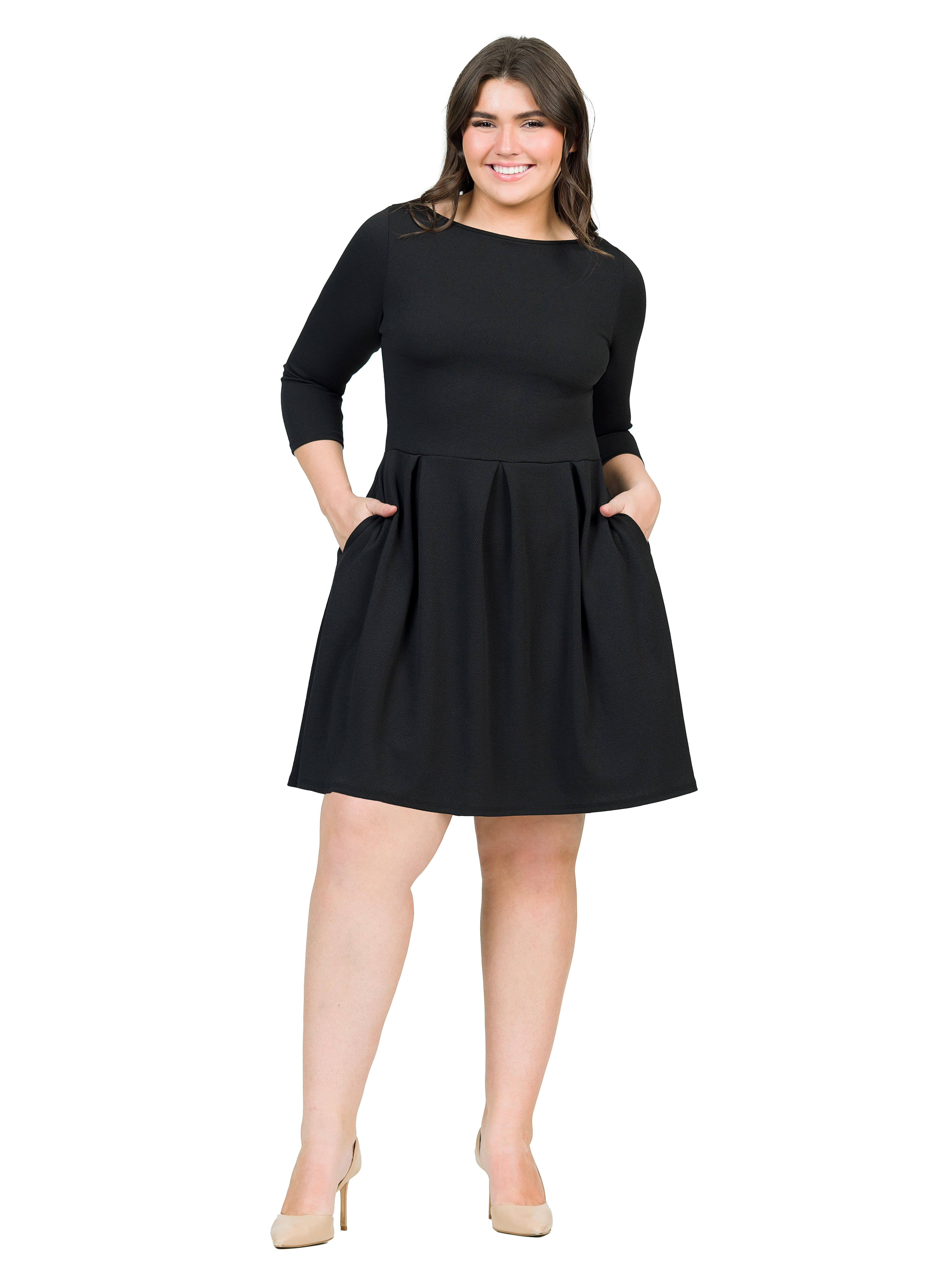 Plus Size Perfect Fit and Flare Pocket Dress - image 1