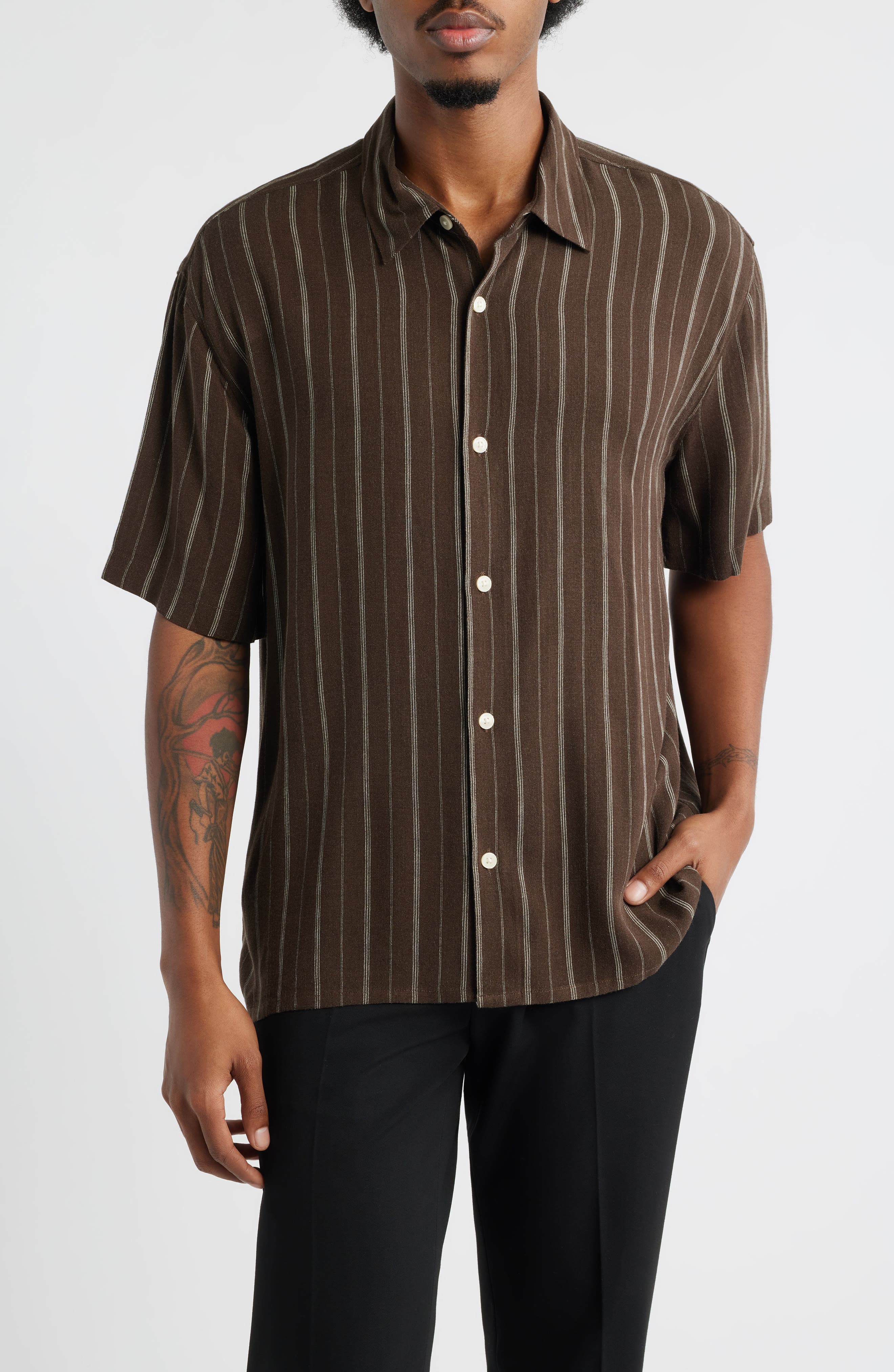 Stripe Short Sleeve Button-Up Shirt - image 1