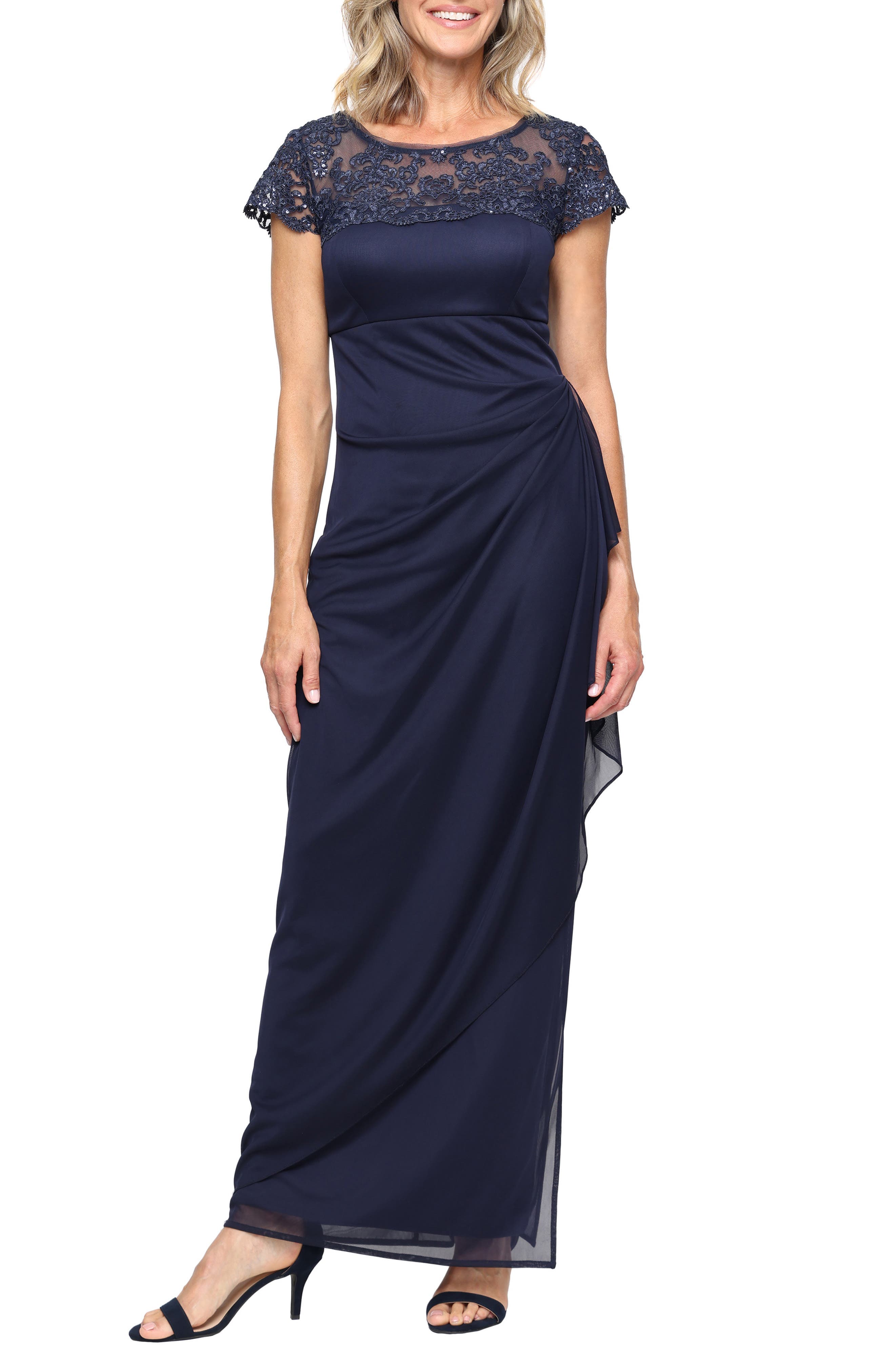 Sequin Mesh Satin Gown - image 1