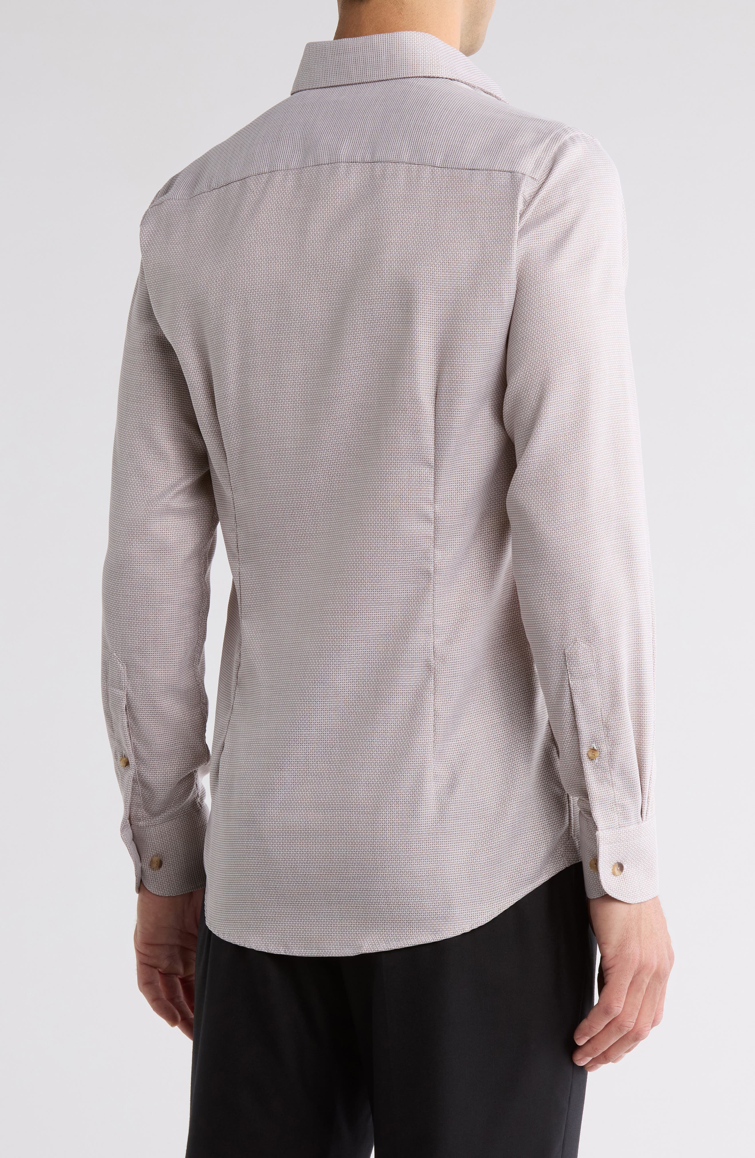 Contemporary Fit Solid Dobby Cotton Dress Shirt - image 2