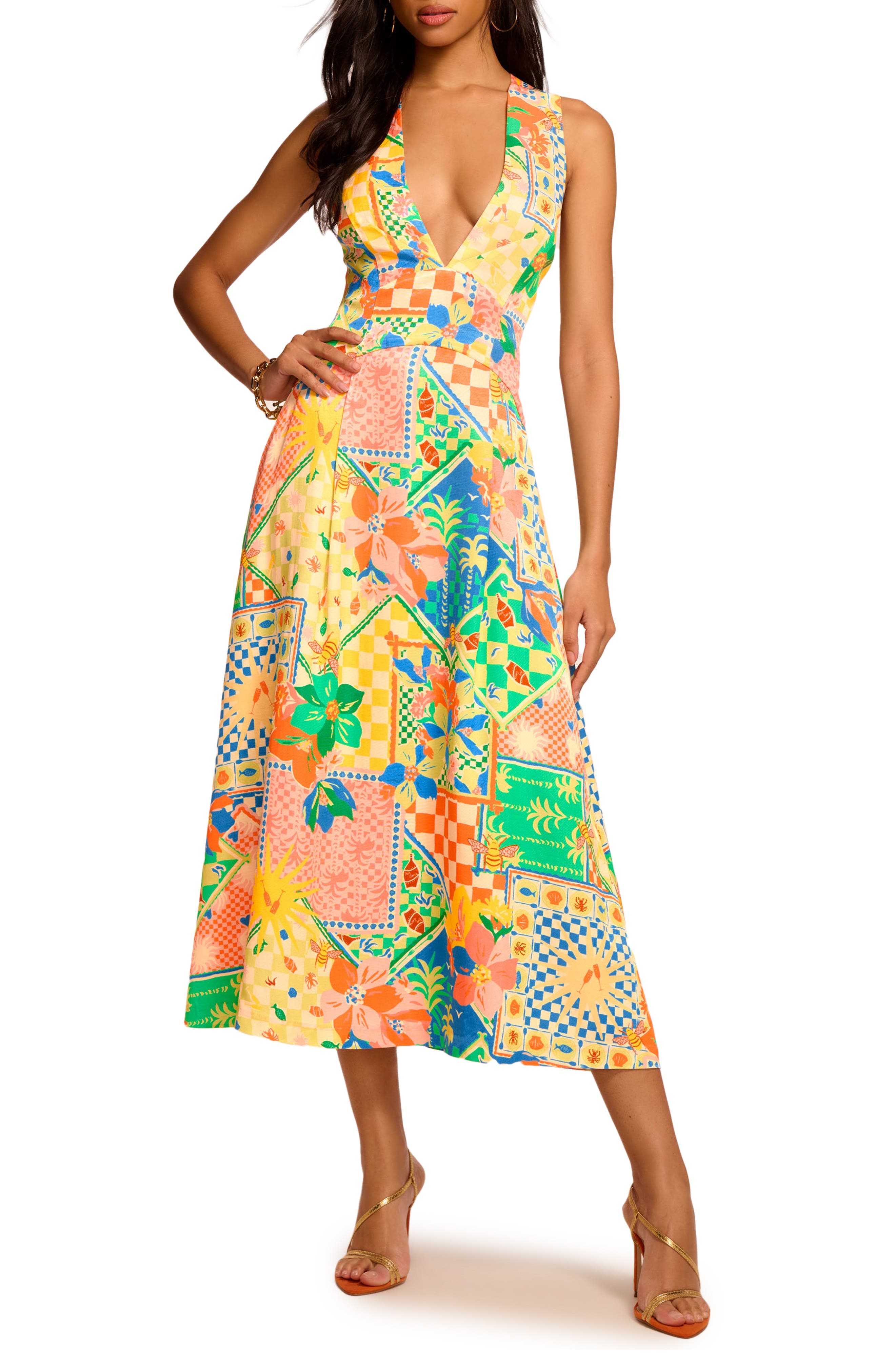 Felicity Mixed Print Midi Dress - image 1