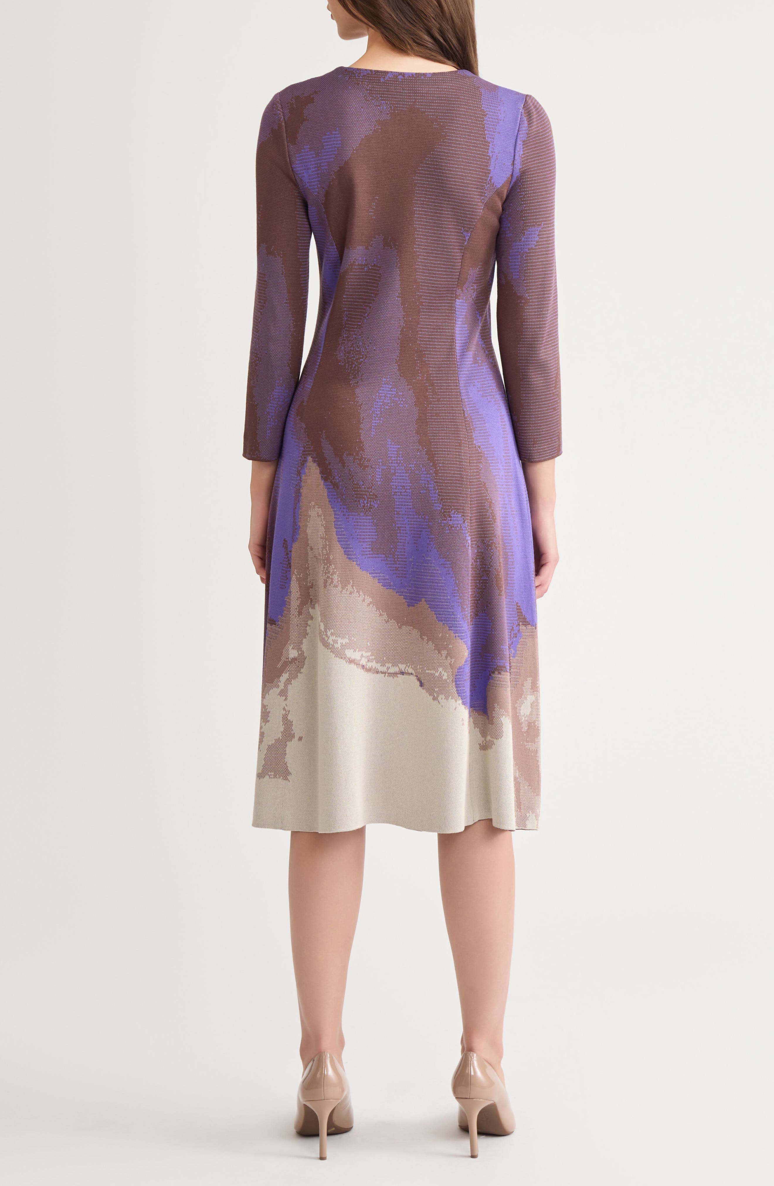 Abstract Jacquard A-Line Knit Midi Dress - image 2