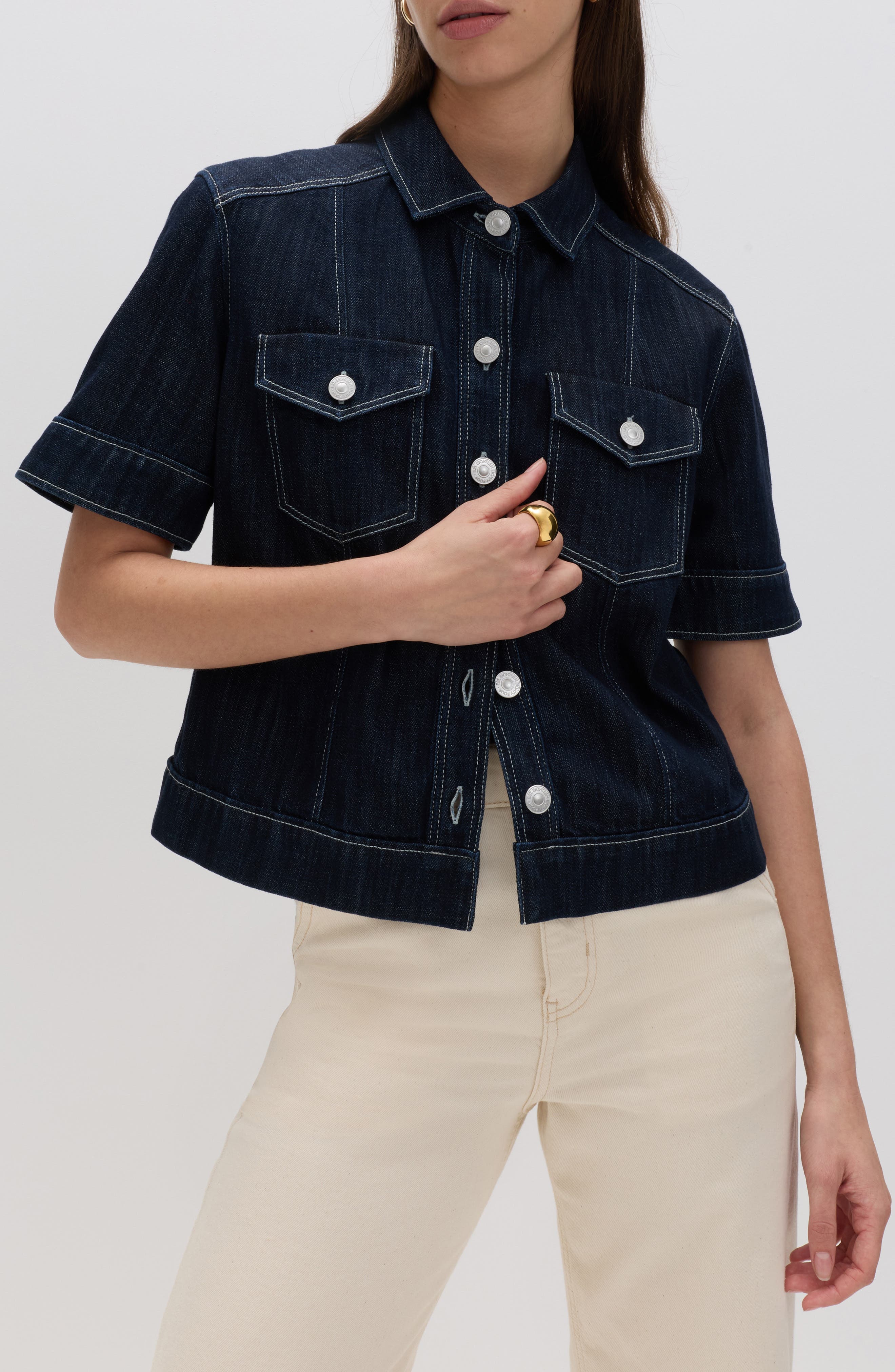 Denim Short Sleeve Shirt - image 1