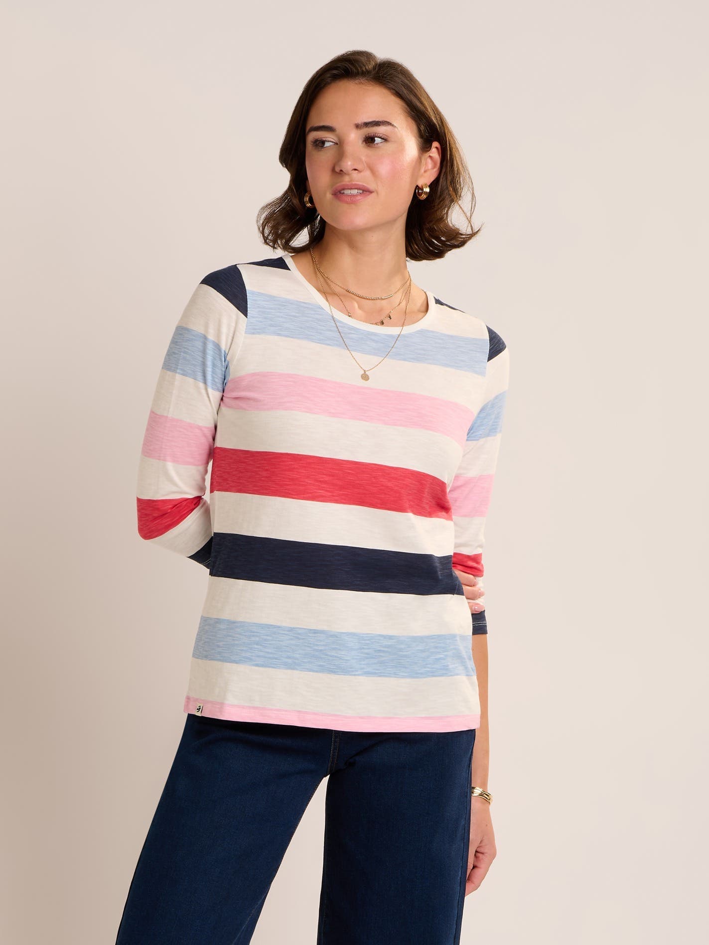 Coast Striped 3/4 Sleeve T-Shirt - image 1
