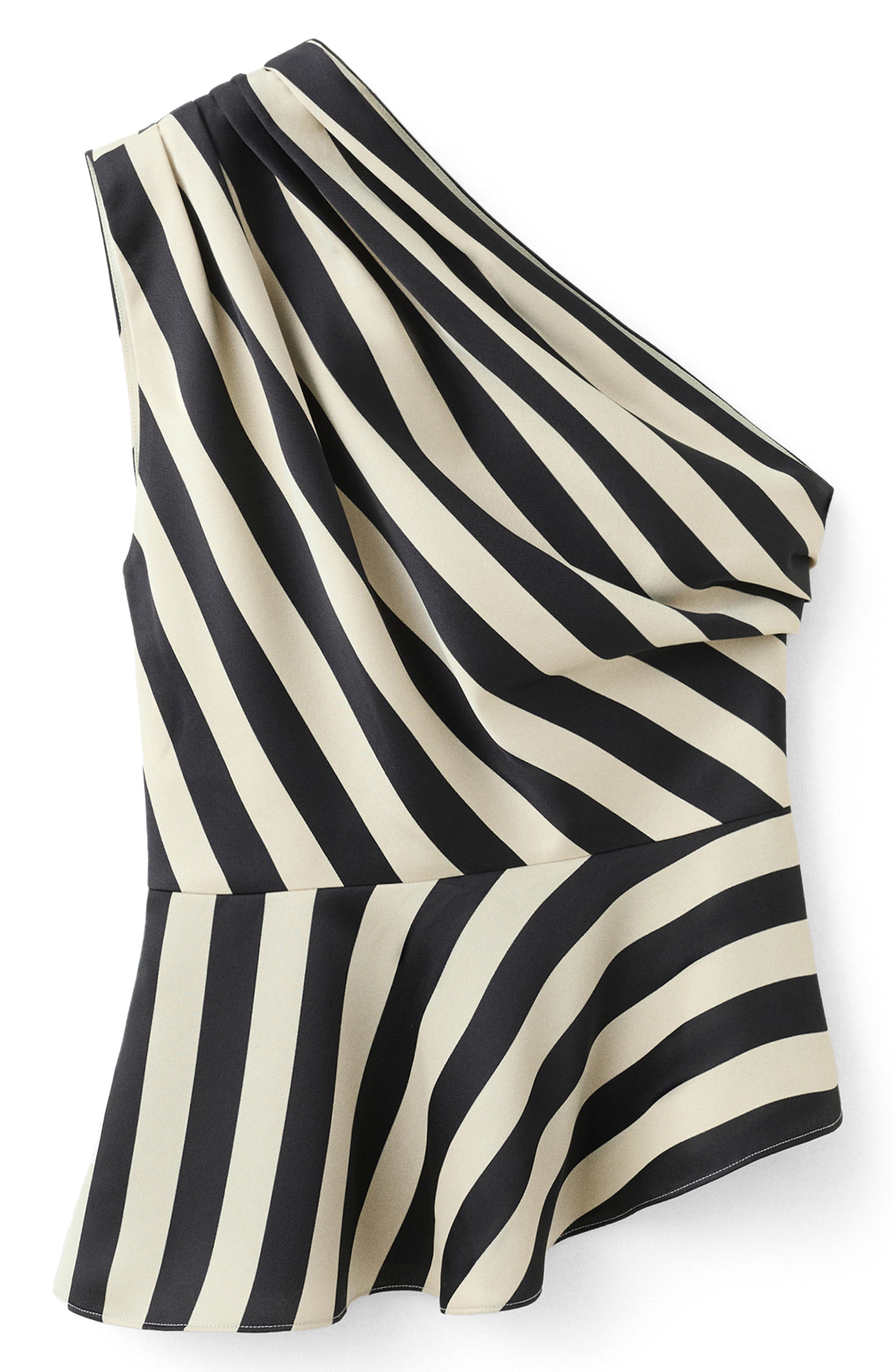Stripe One-Shoulder Peplum Top - image 2