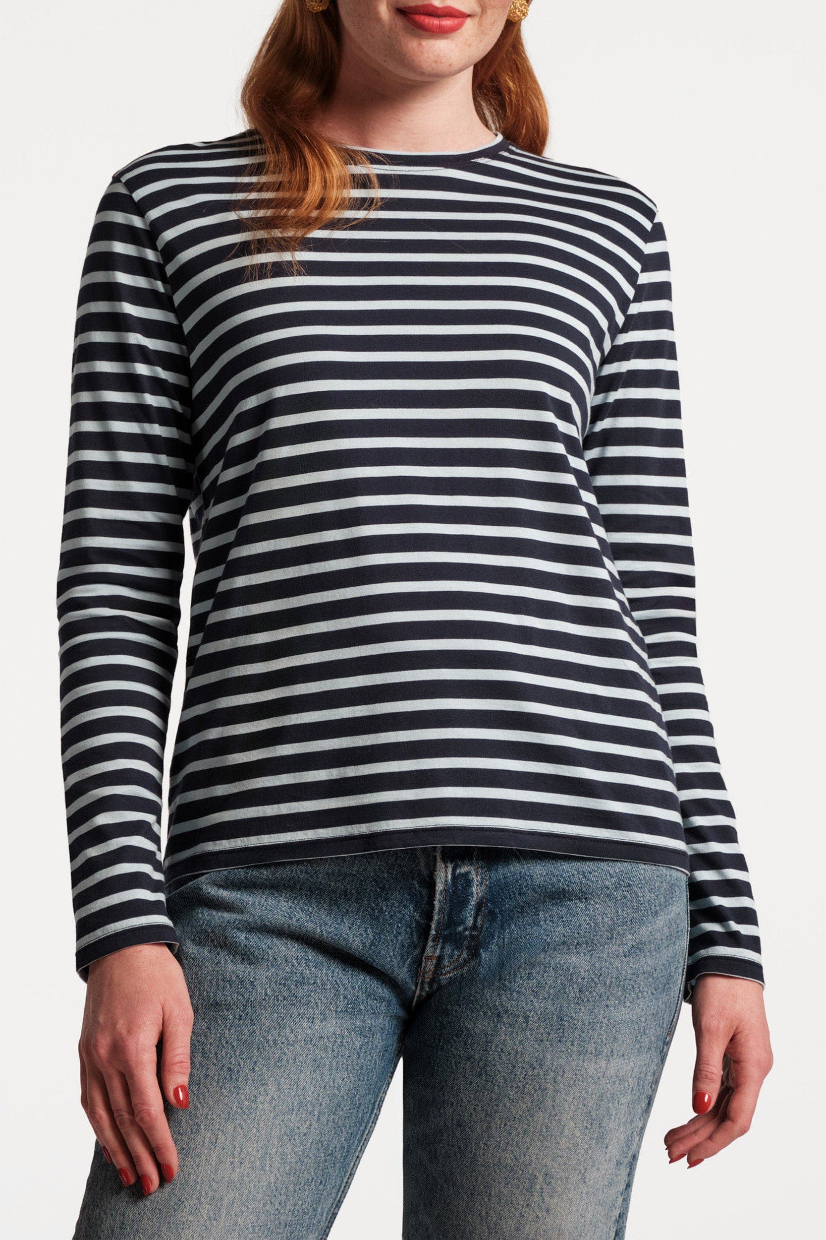 Long Sleeve Striped Tee Shirt Stripe 100% Pima Cotton - image 3