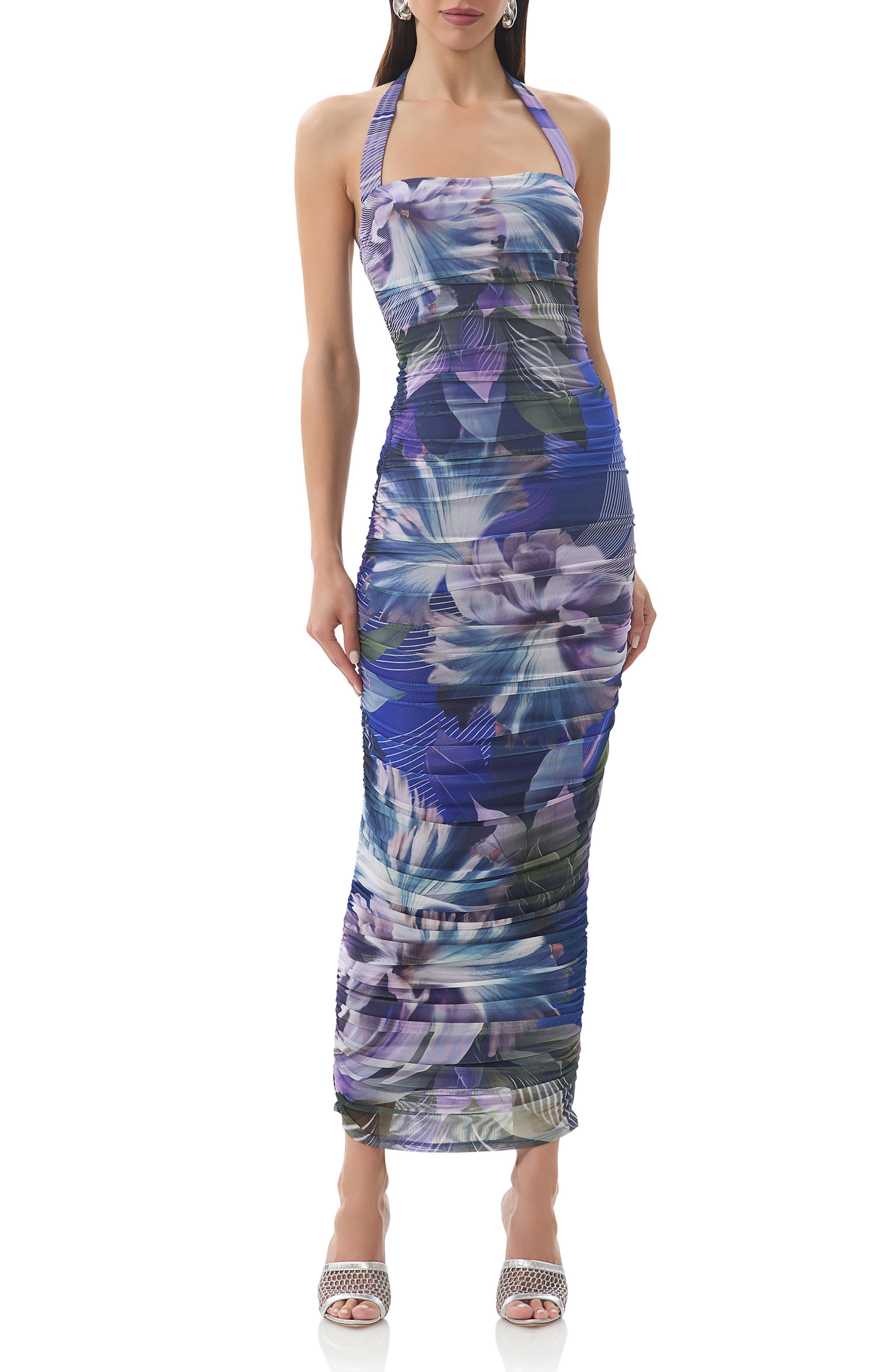Indina Ruched Mesh Body-Con Maxi Dress - image 1