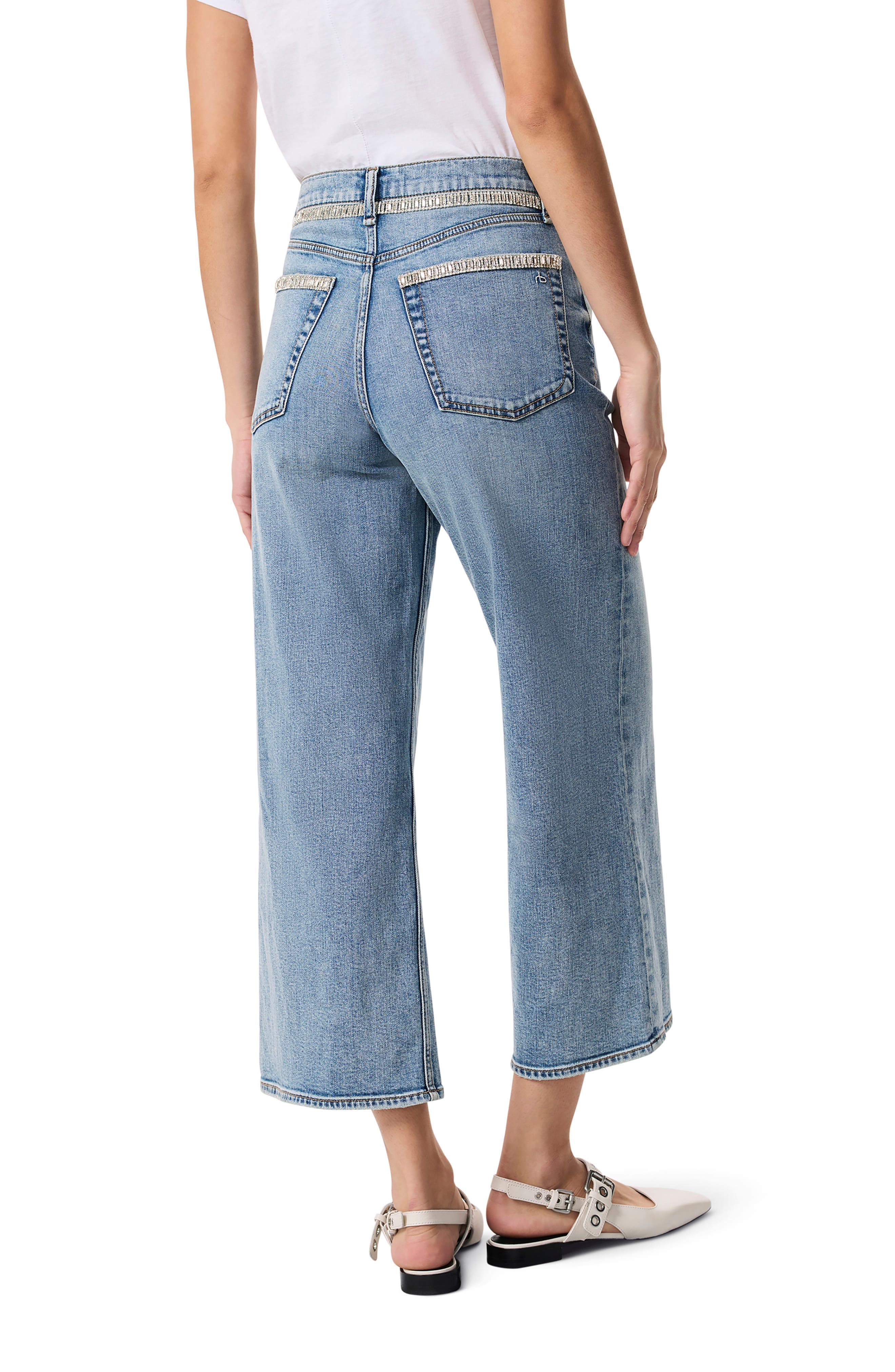 Andi Embellished High Waist Ankle Wide Leg Jeans - image 2