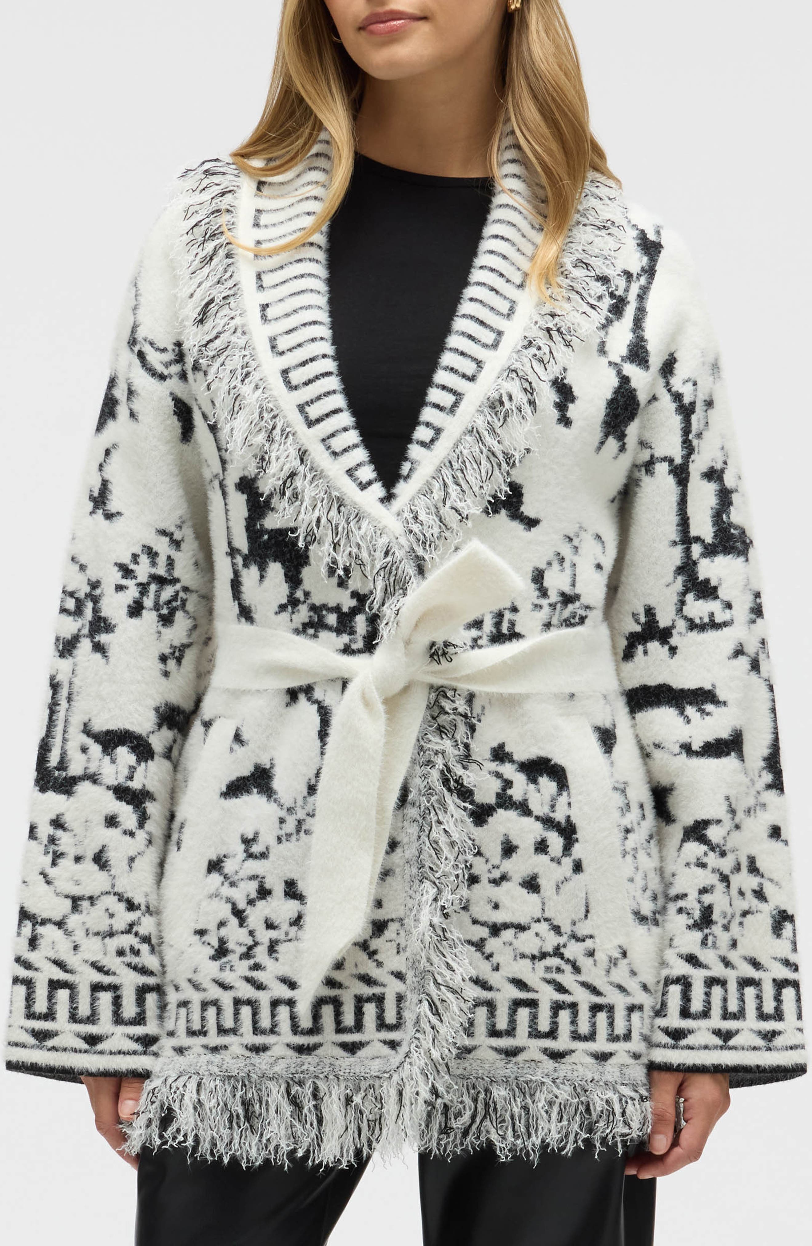 Fringed Eyelash Sweater Coat - image 1