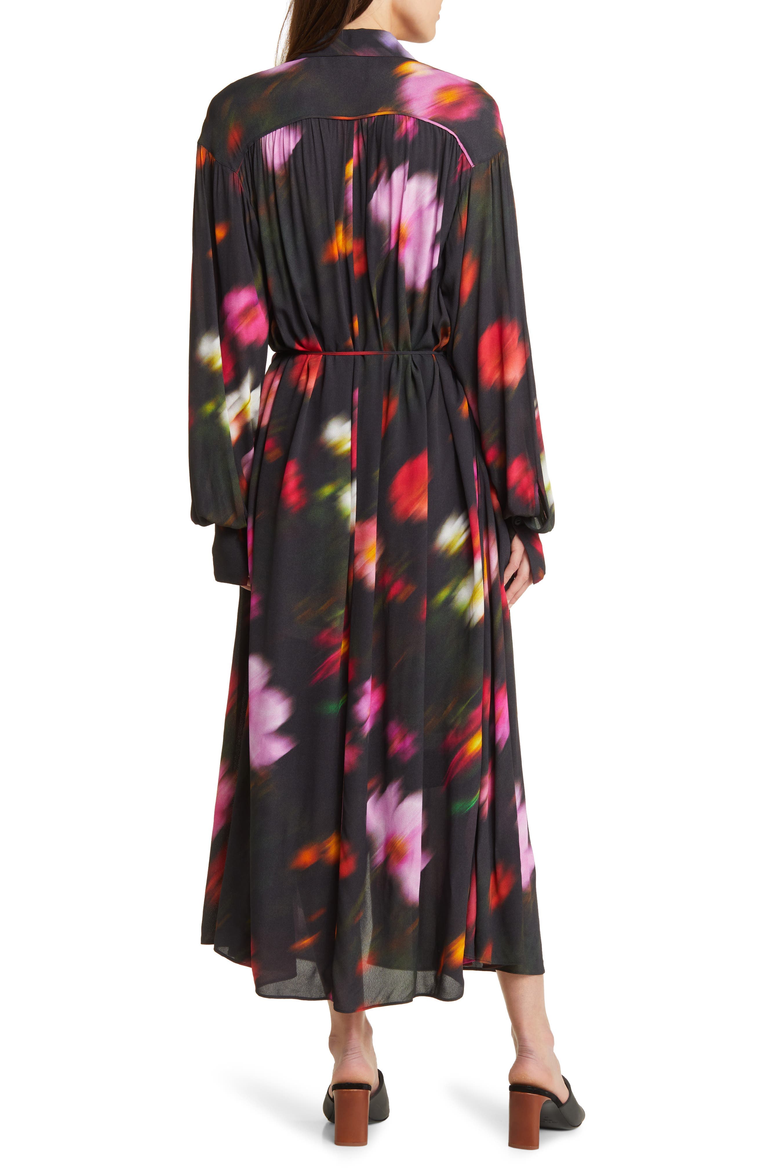 Aubrey Abstract Floral Long Sleeve Maxi Shirtdress - image 2