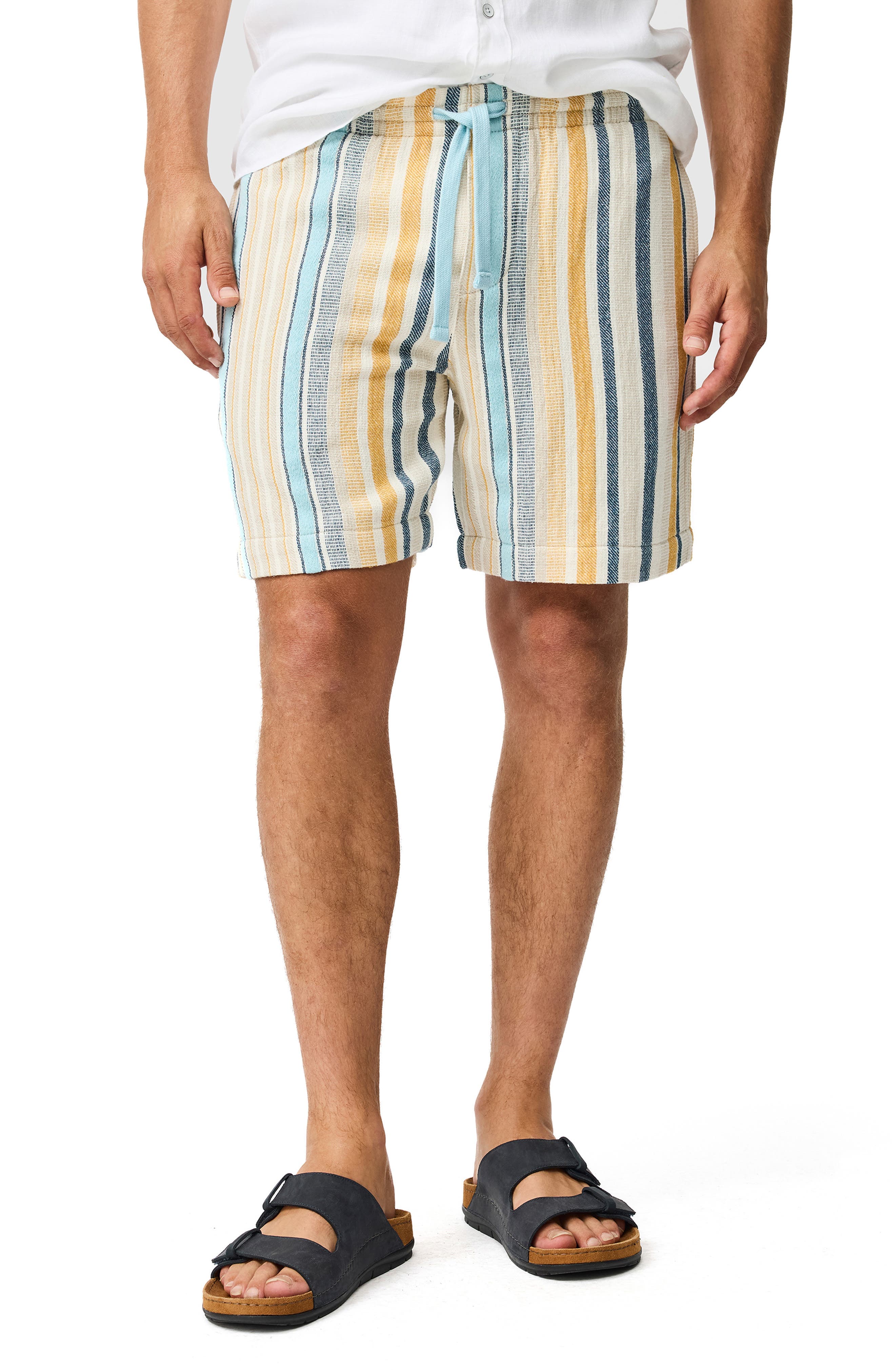 Lakeland Stripe Cotton Blend Drawstring Shorts - image 1