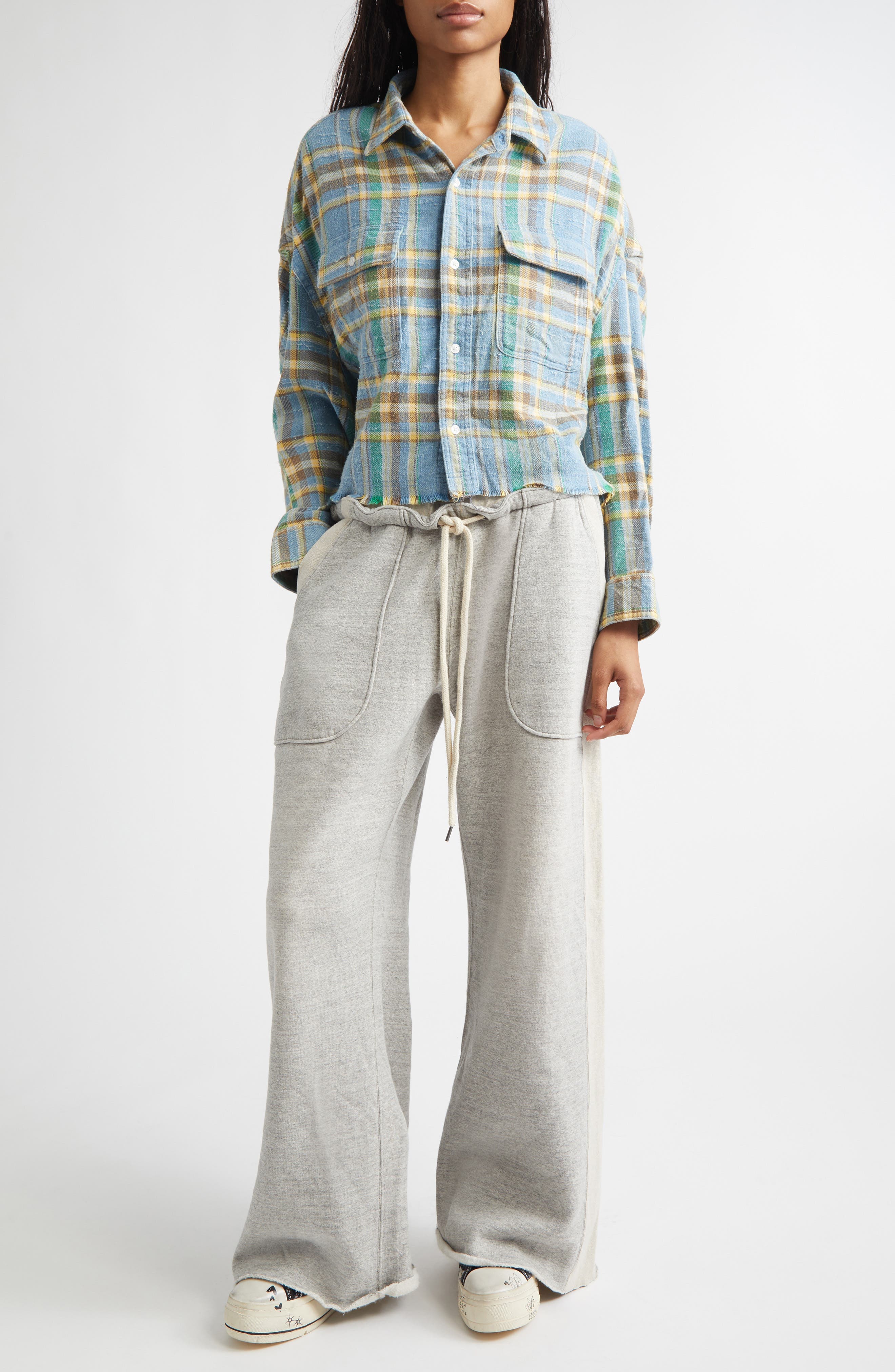 Side Insert Wide Leg Cotton Sweatpants - image 2