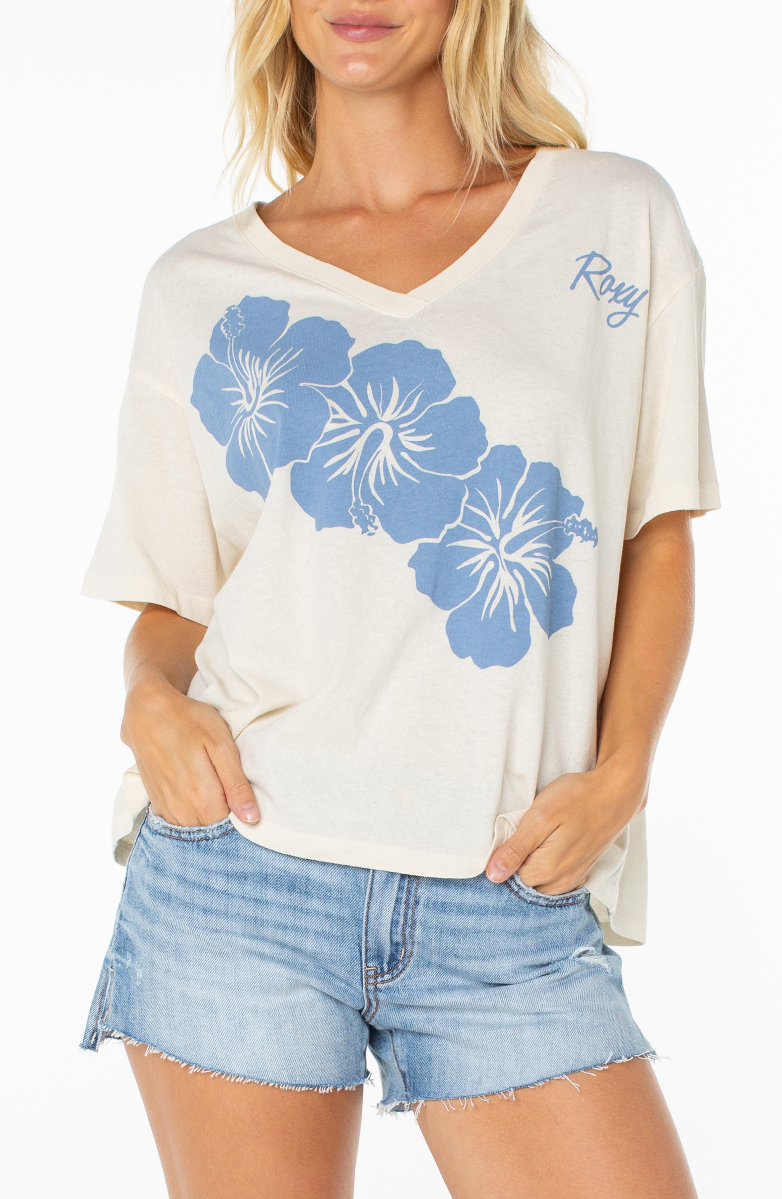 Floral Oversize V-Neck Graphic T-Shirt - image 1