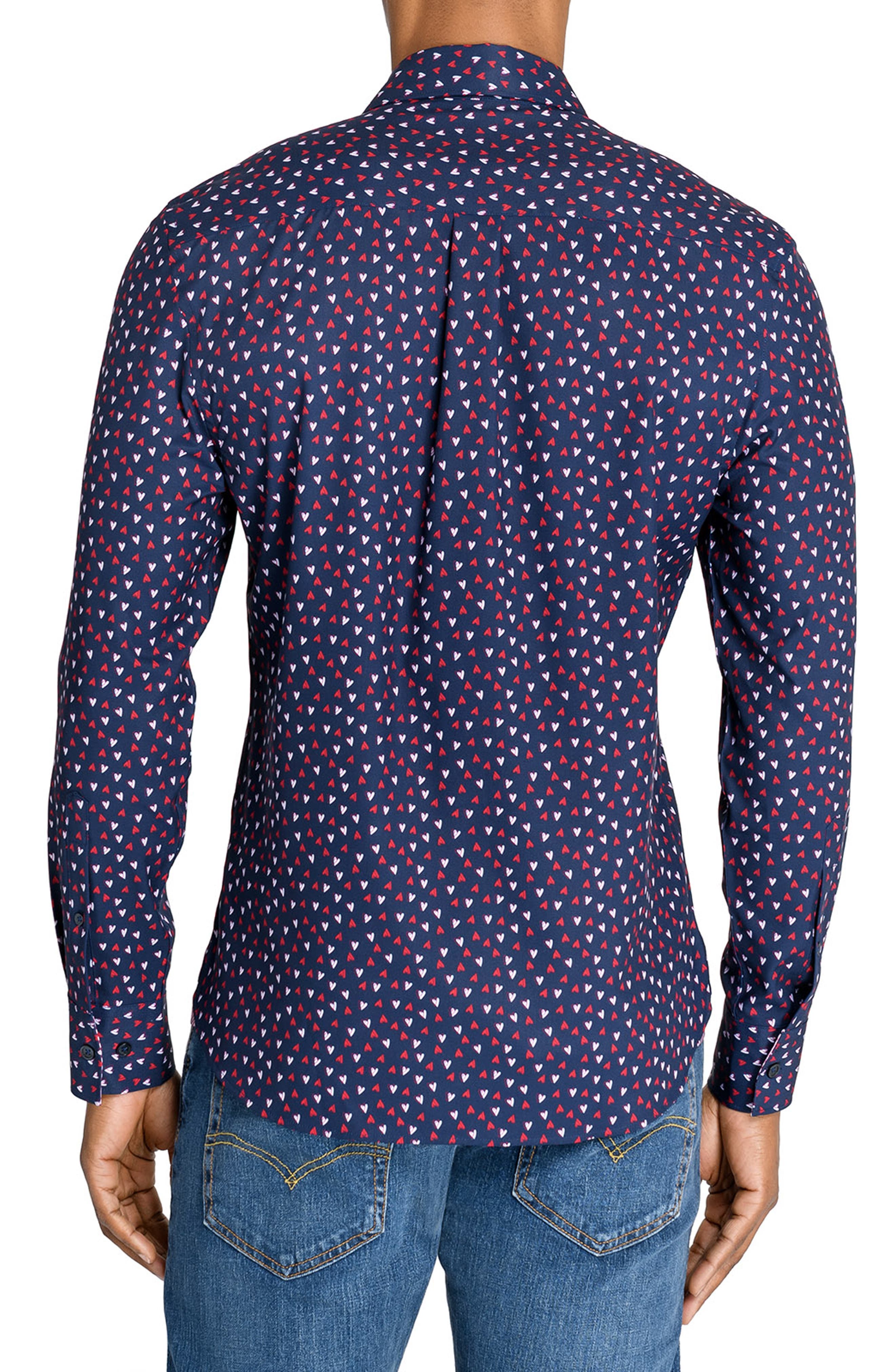 Slim Fit Mini Hearts Recycled 4-Way Stretch Performance Long Sleeve Shirt - image 2