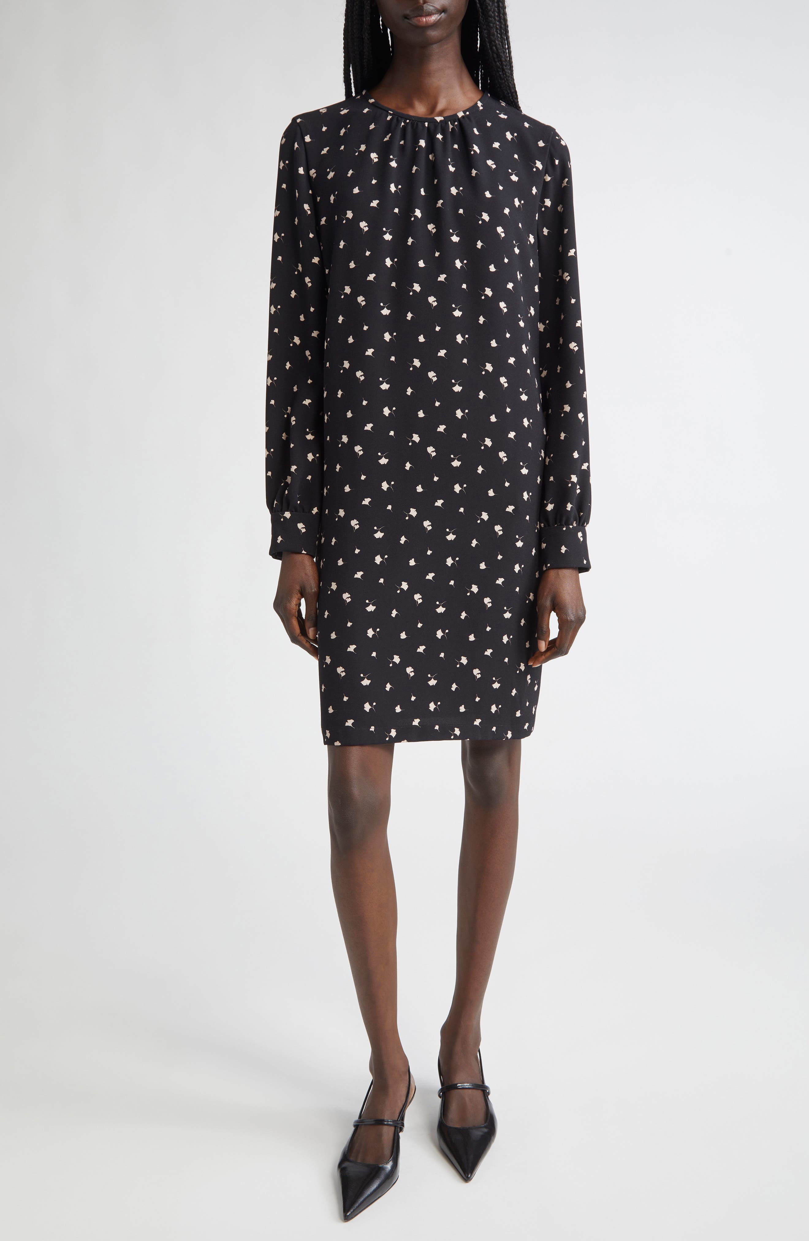 Curve Ginkgo Print Long Sleeve Dress - image 1