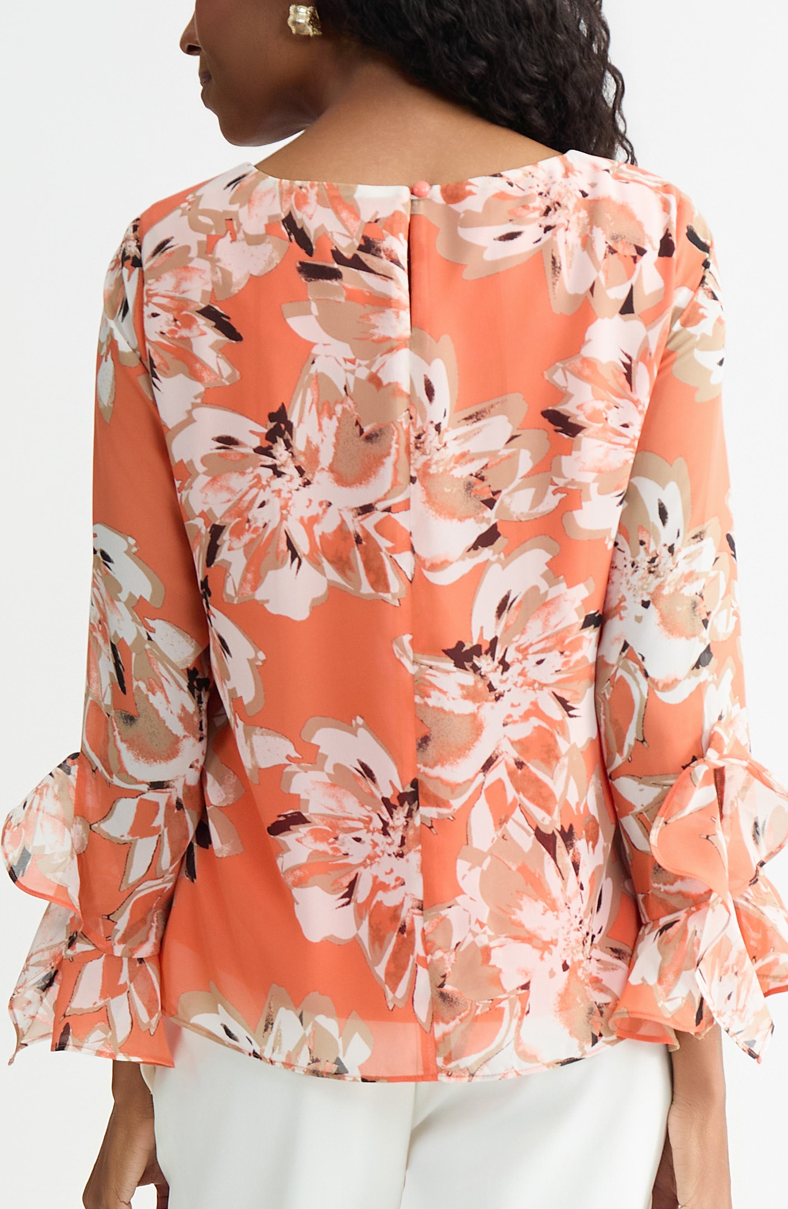 Print Ruffle Sleeve Top - image 2