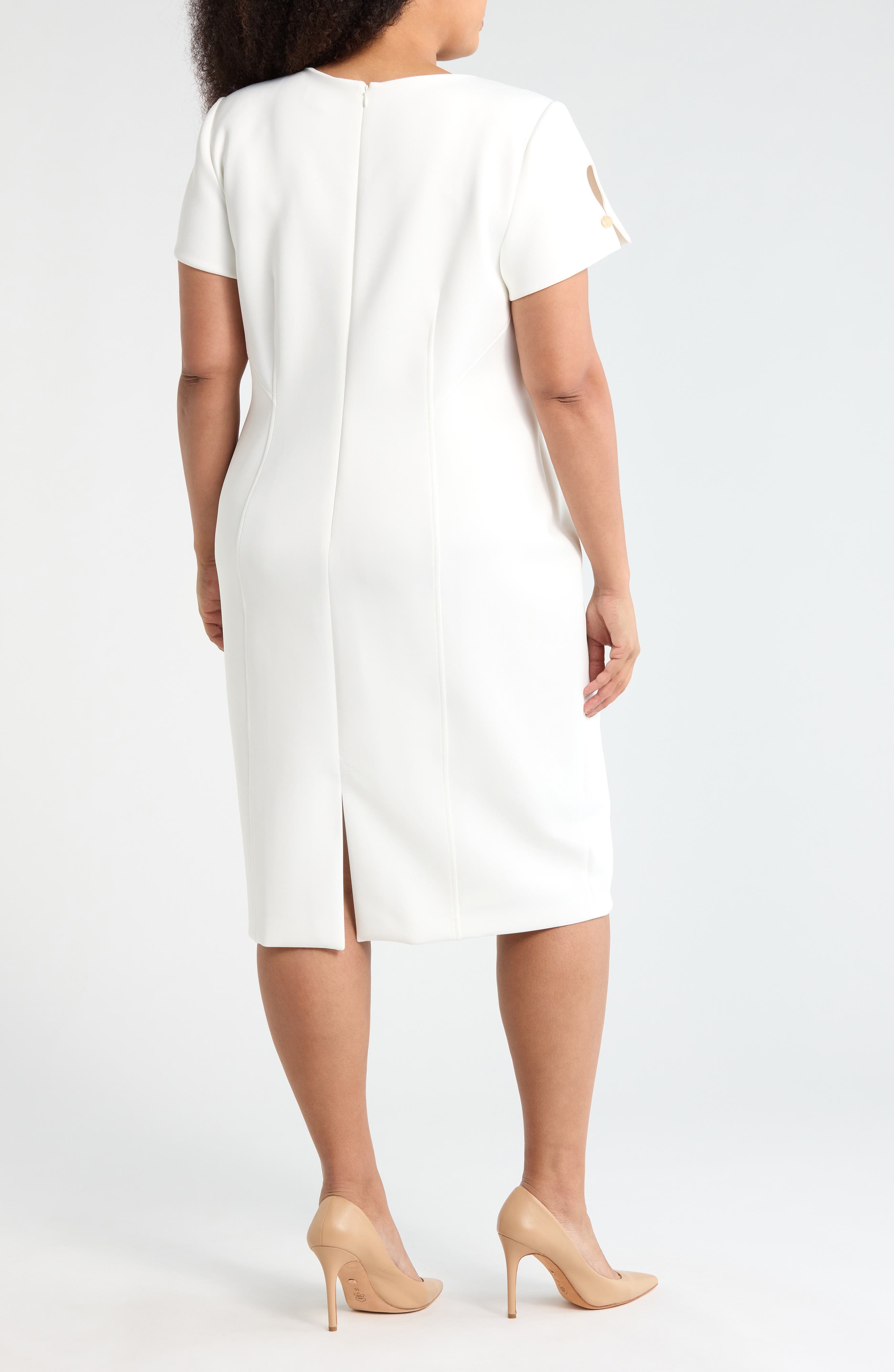Short Sleeve Scuba Knit Sheath Dress - image 2