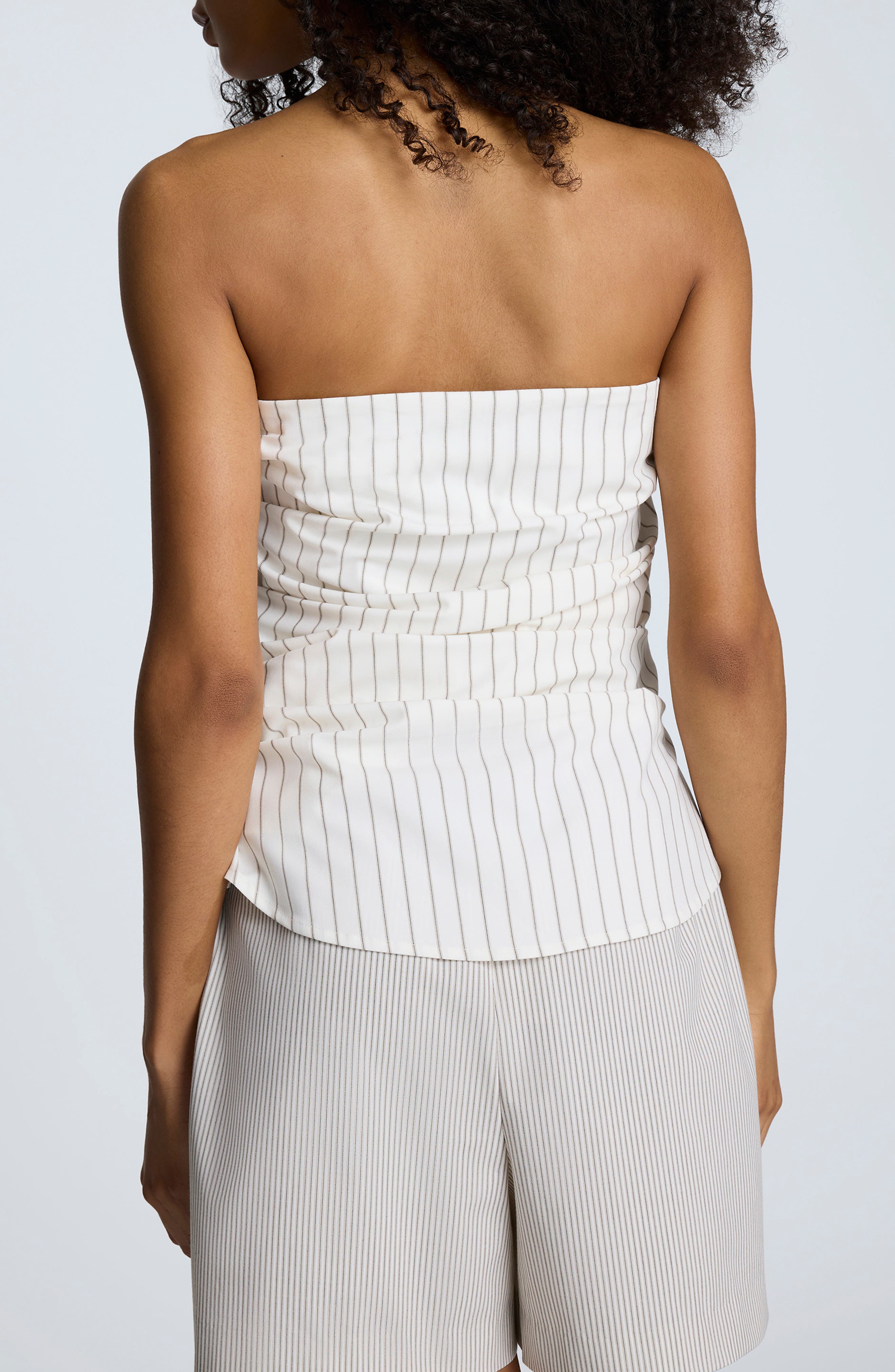 Ruched Stripe Strapless Top - image 2