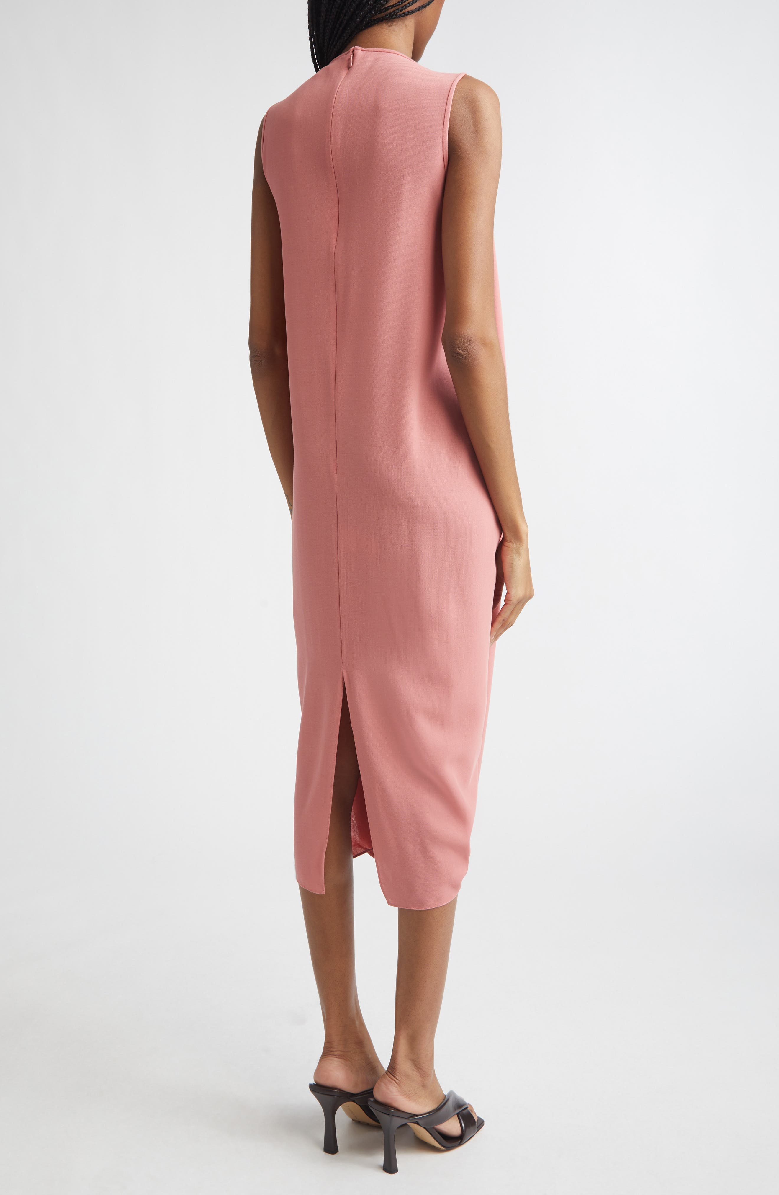 Cowl Virgin Wool Crepe Midi Dress - image 2