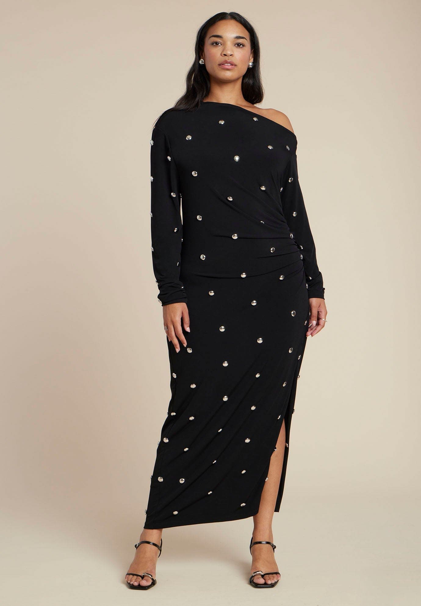 Draped Hardware Fitted Dress - image 1