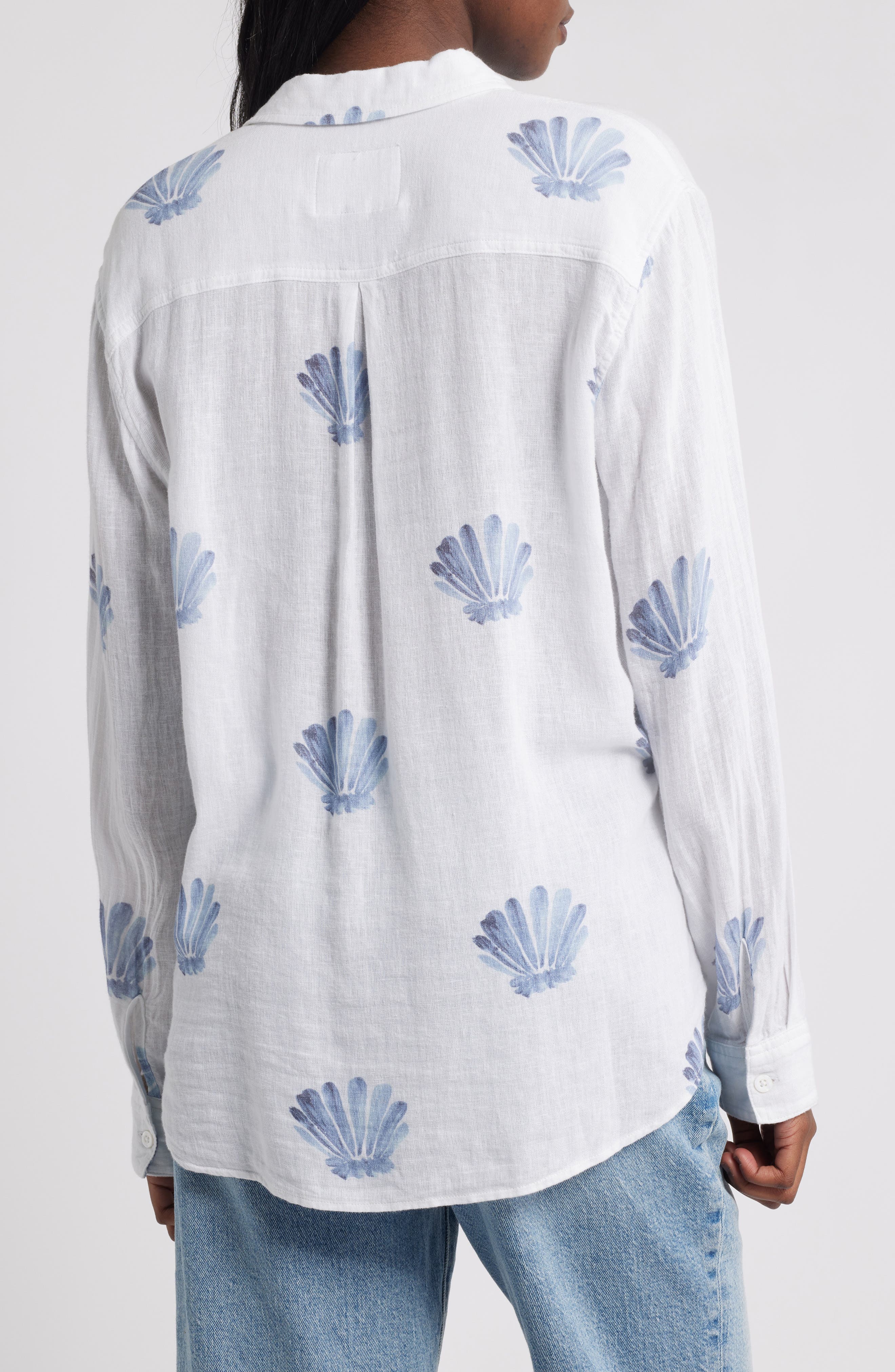 Charli Seashell Print Linen Blend Button-Up Shirt - image 2
