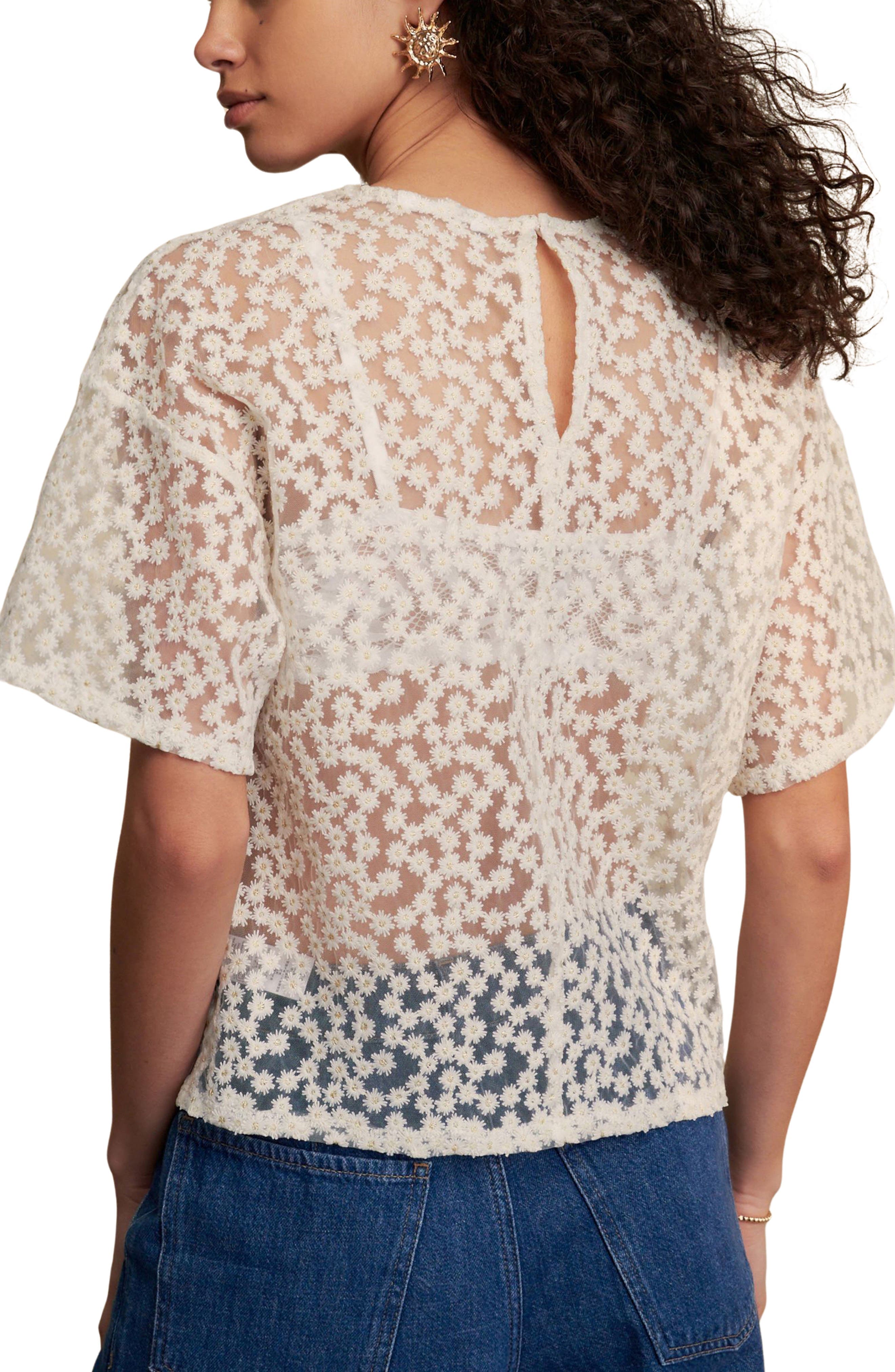Floral Mesh Boxy Top - image 2