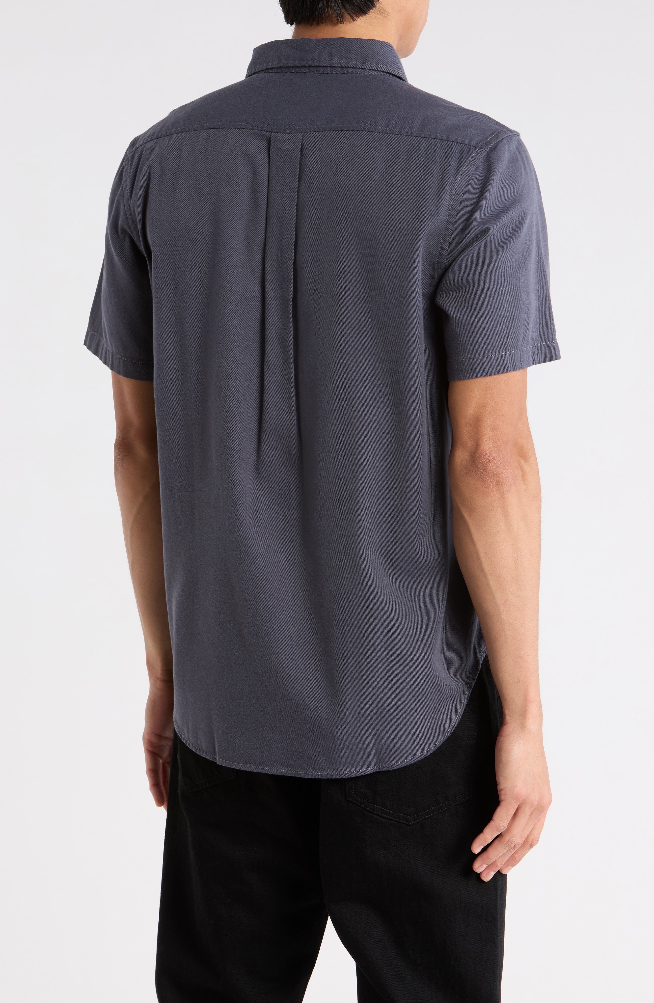 Draped Twill Short Sleeve Button-Up Shirt - image 2