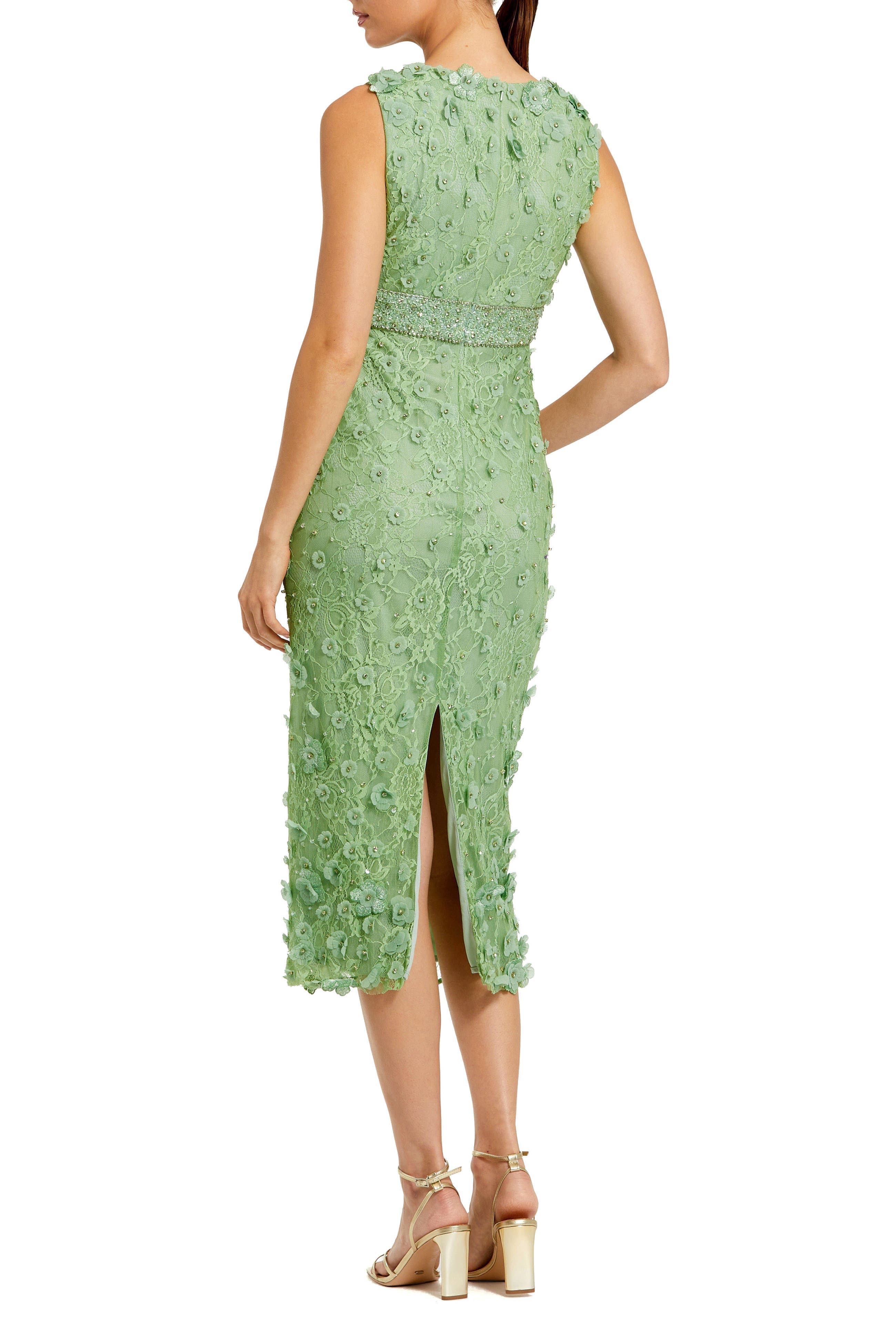 Floral Applique Lace Sleeveless Midi Dress - image 2