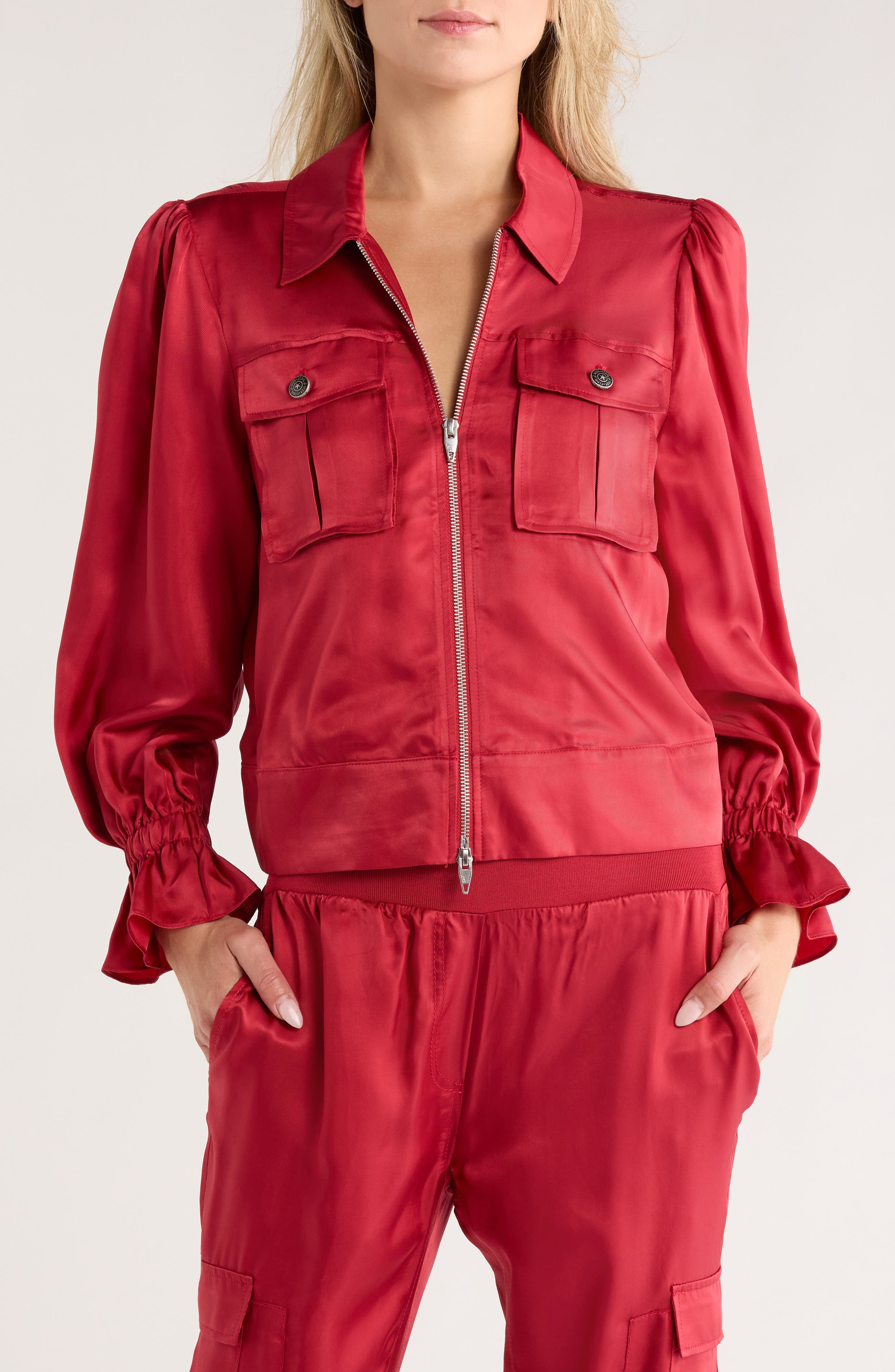 Holly Ruffle Satin Twill Jacket - image 1