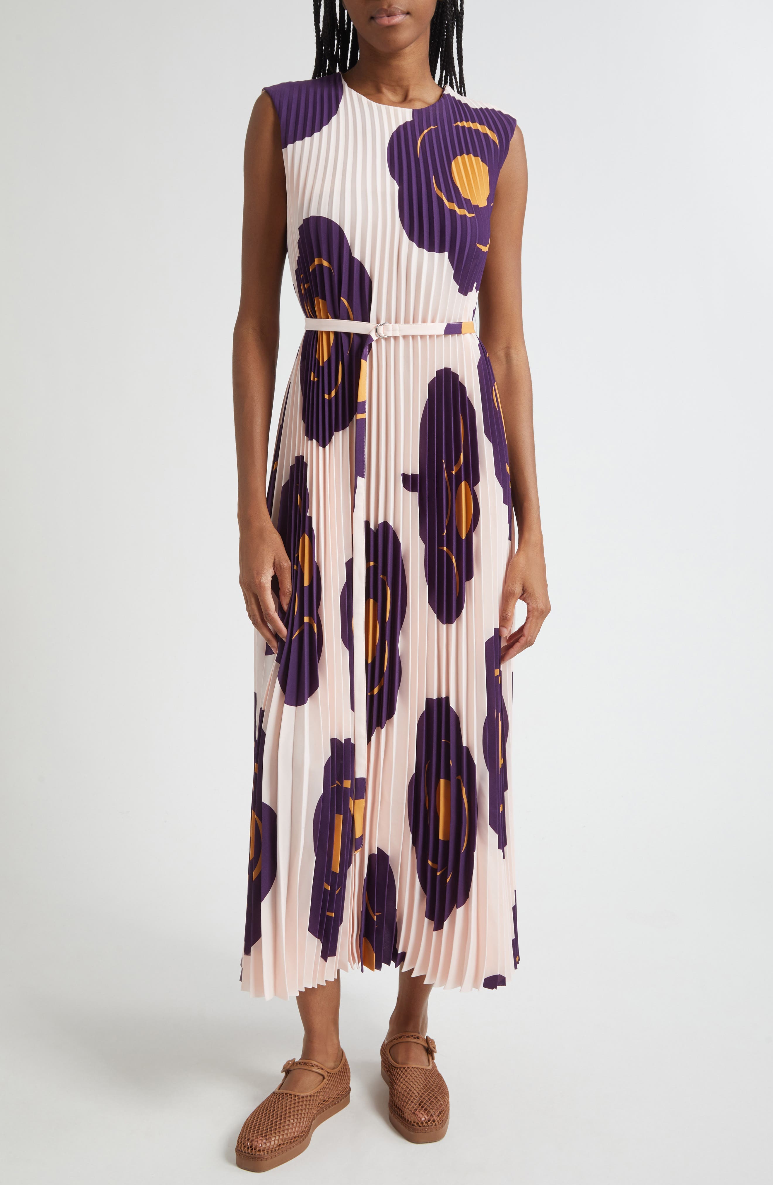 Juhlia Tumma Pleated Belted Sleeveless Maxi Dress - image 1