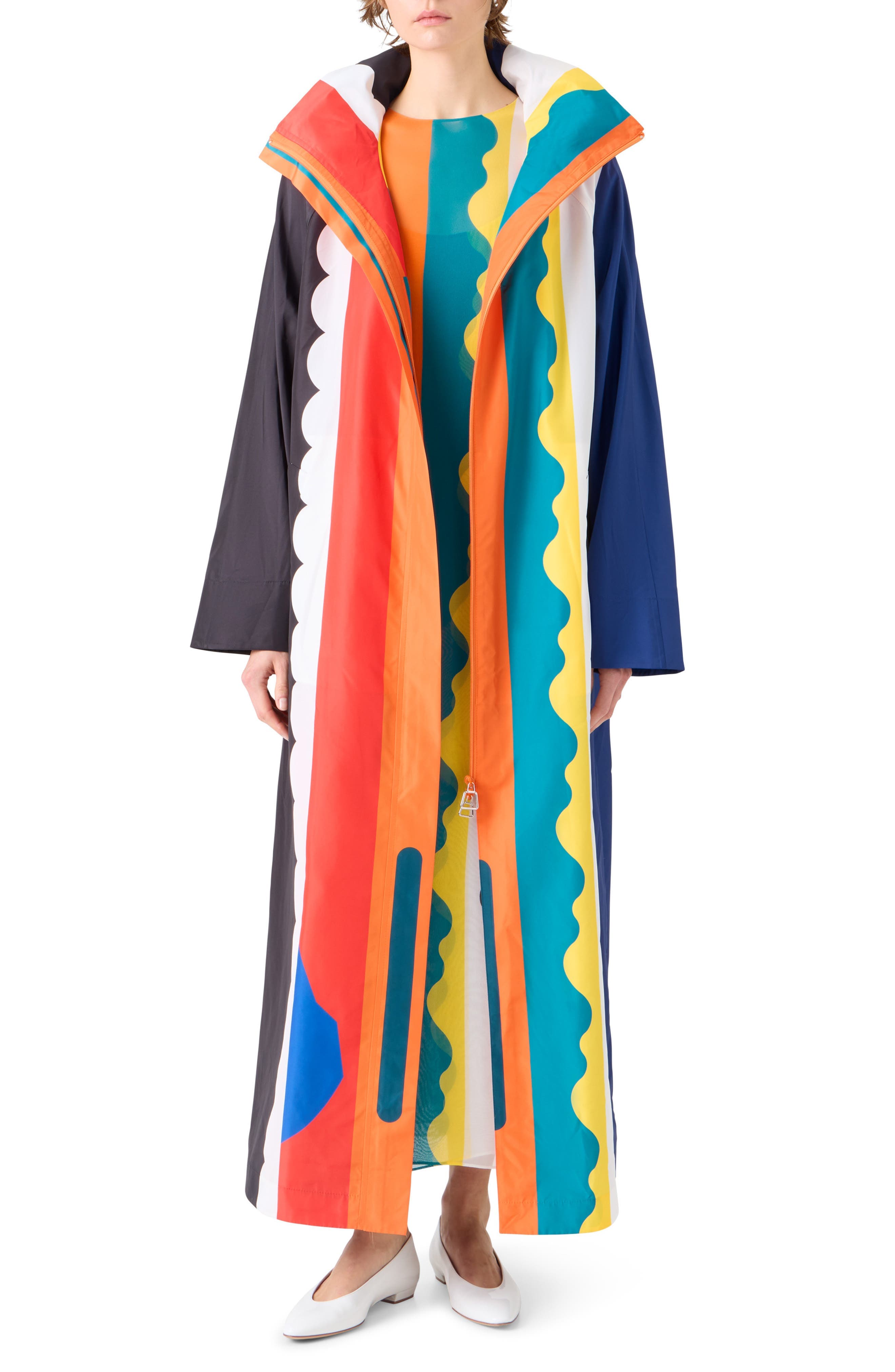 Paravent Print Hooded Taffeta Coat - image 1