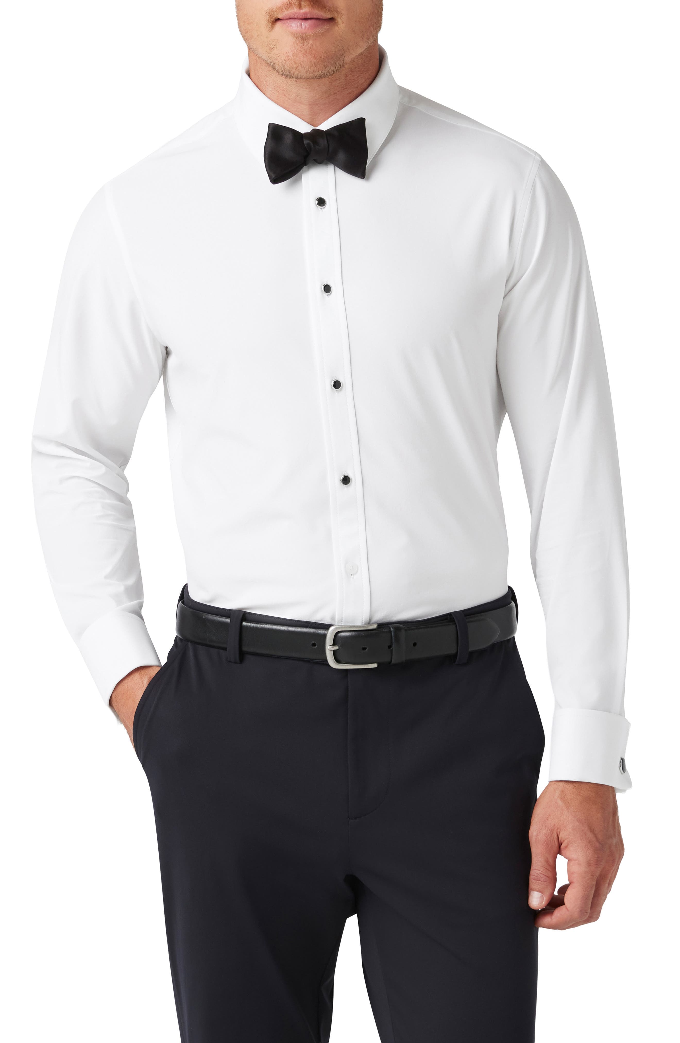 Leeward Trim Fit White Stretch Tuxedo Shirt - image 1