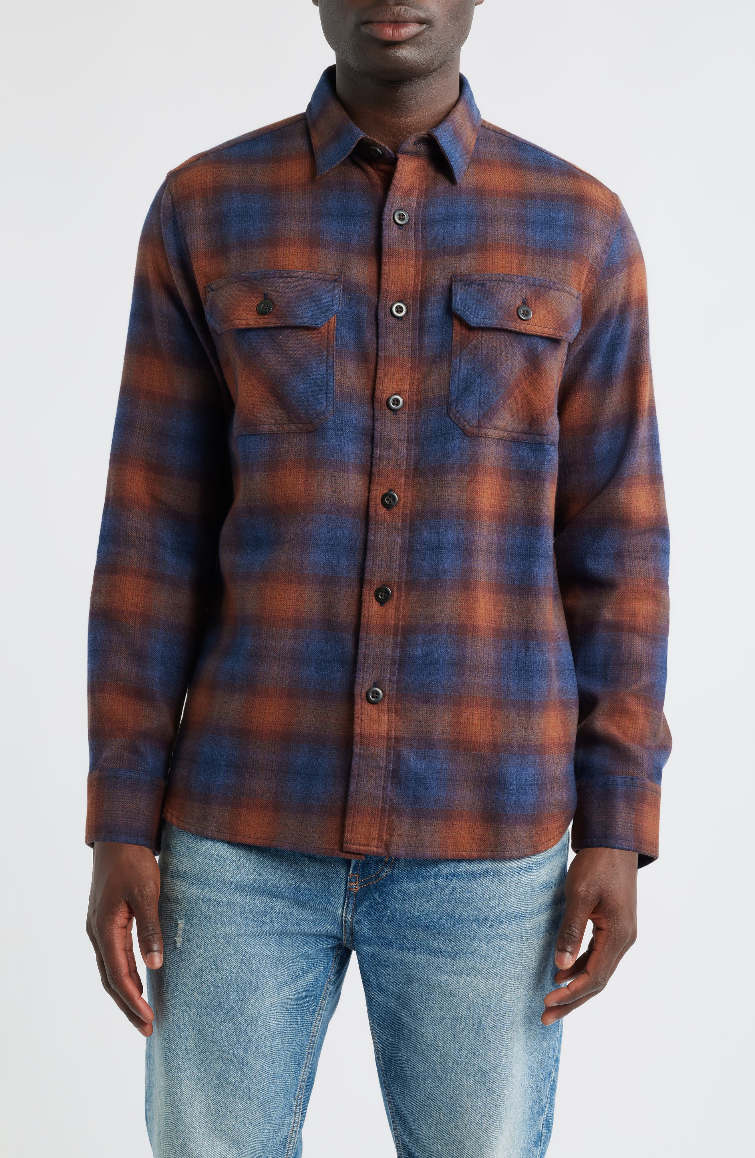 Burnside Plaid Flannel Button-Up Shirt - image 1