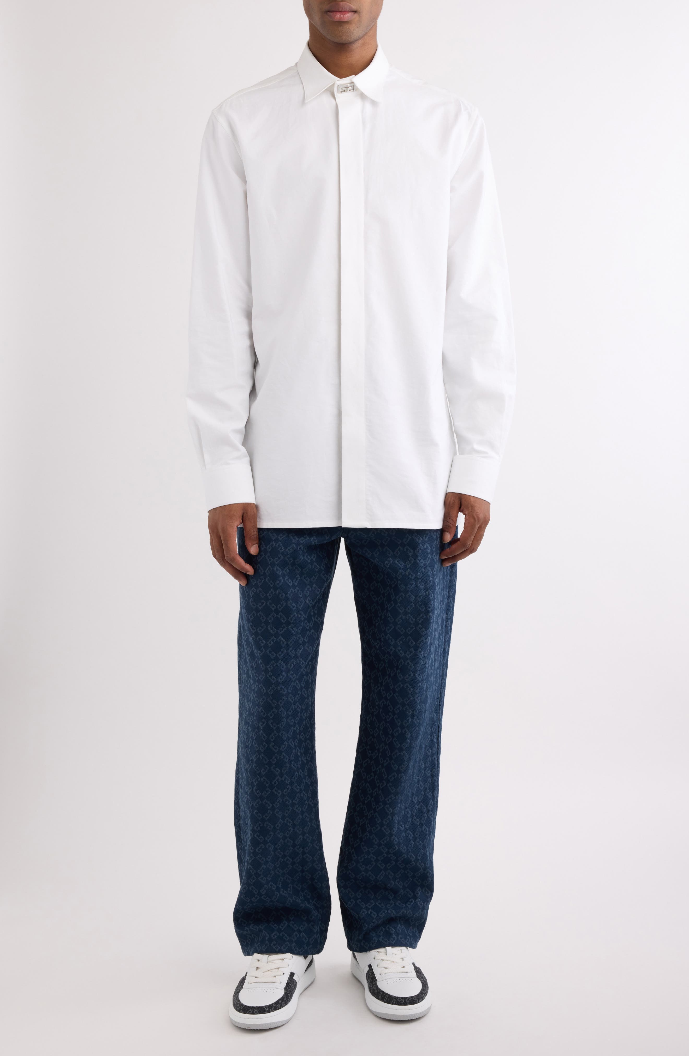 Logo Hardware Long Sleeve Cotton Button-Up - image 2