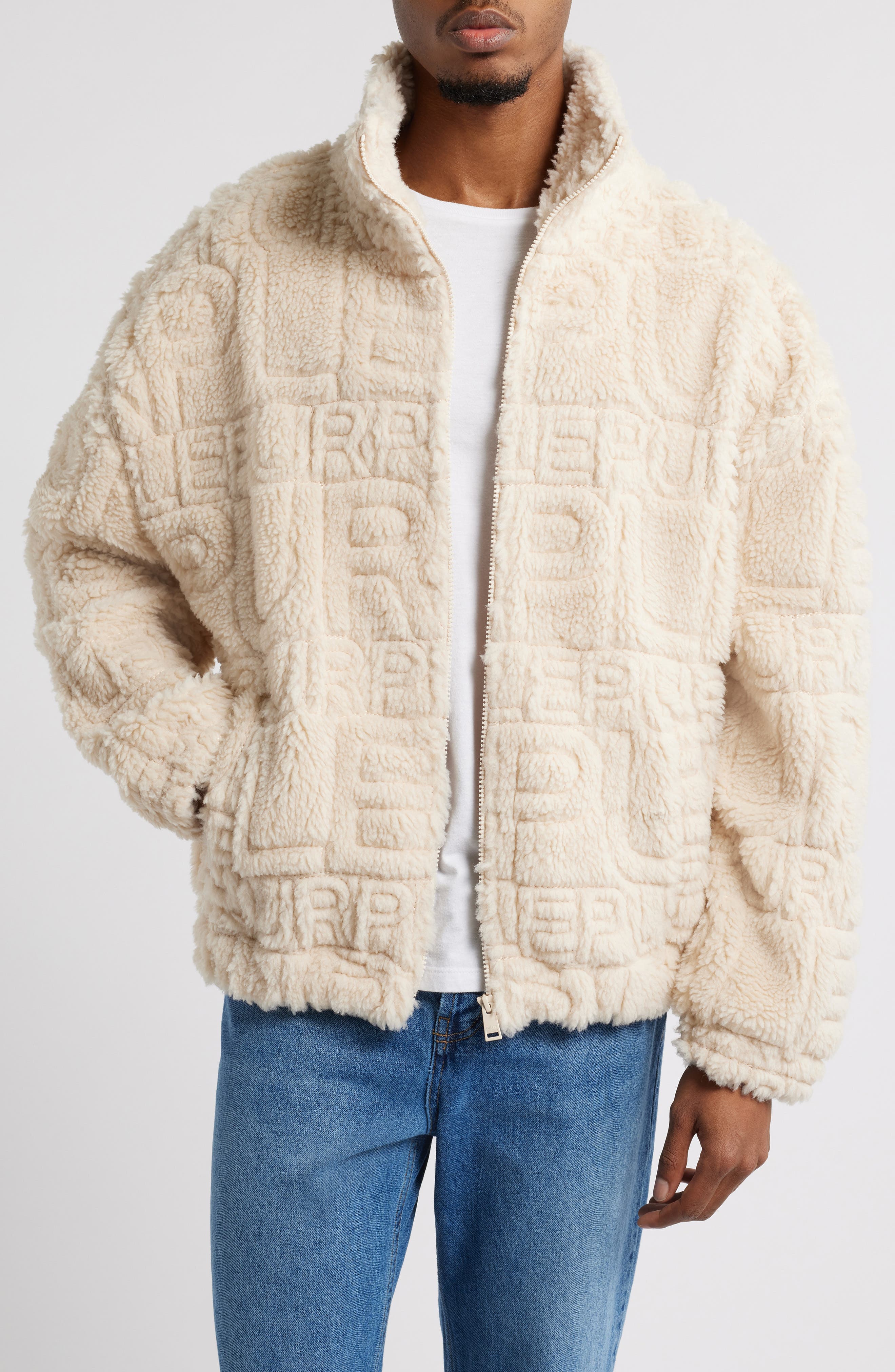 Wordmark Repeat High Pile Fleece Jacket - image 1