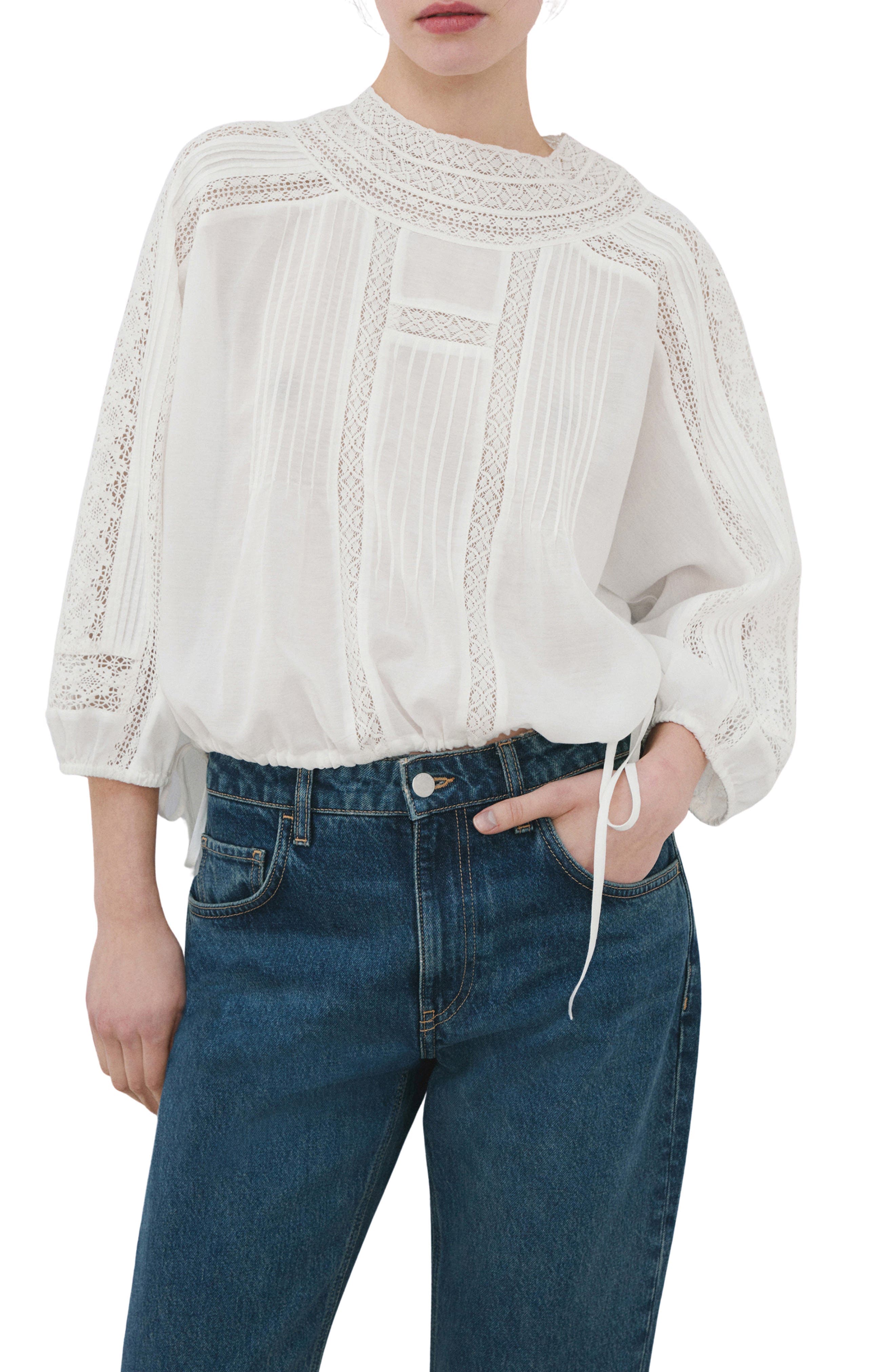 Lace Inset Woven Shirt - image 1