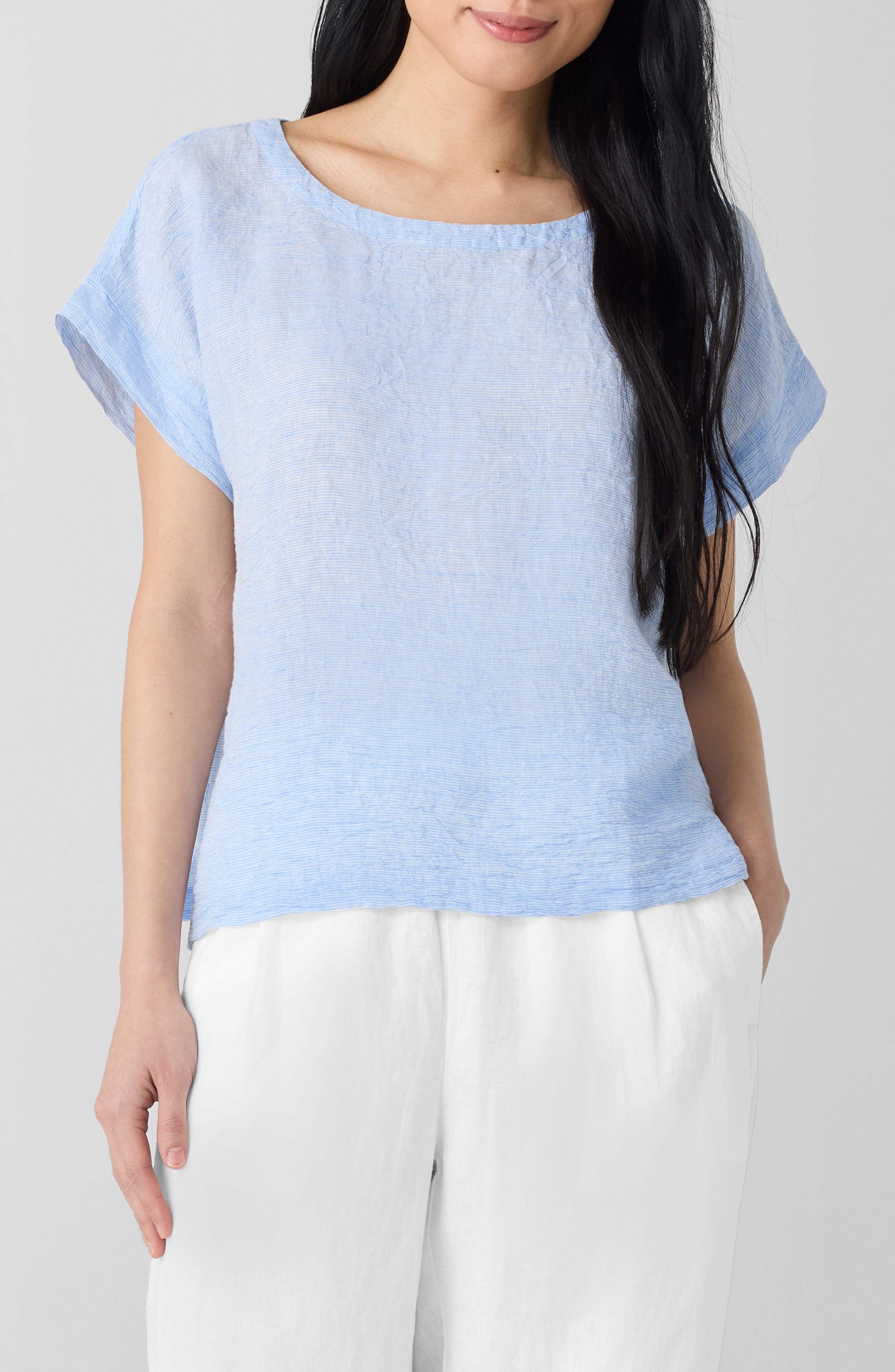 Stripe Crinkle Organic Linen Top - image 1