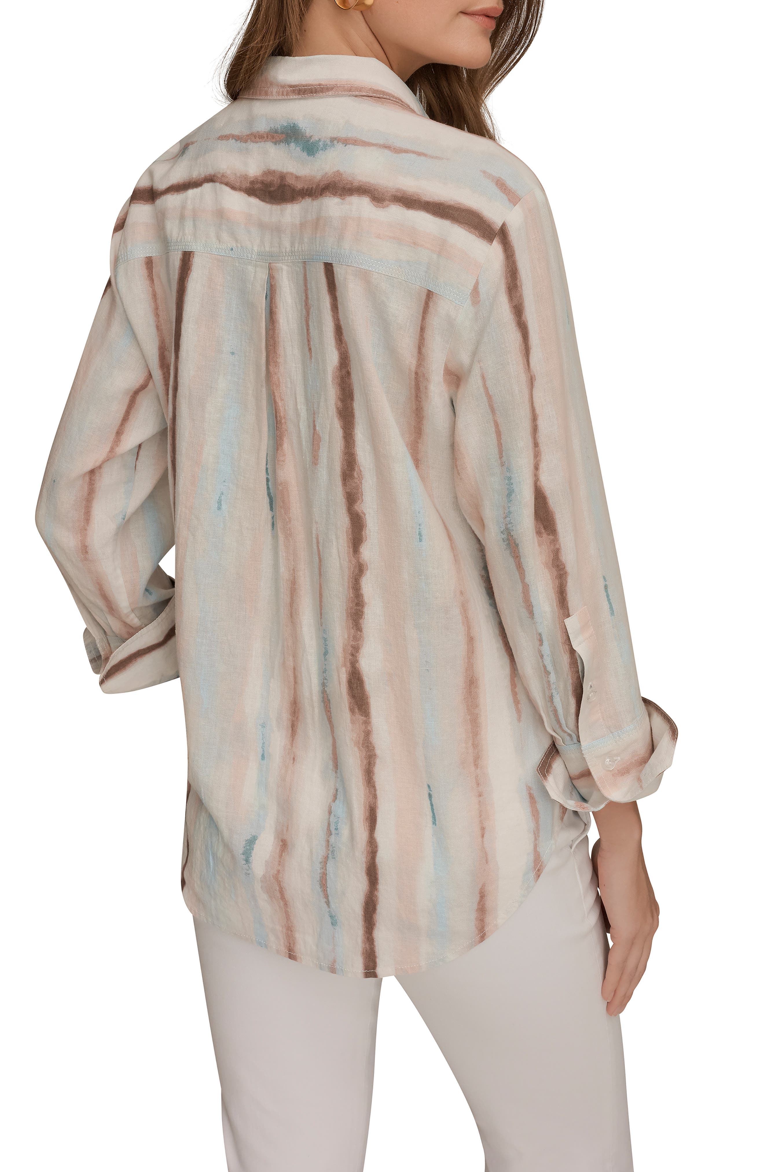 Long Sleeve Linen Blend Button-Up Shirt - image 2