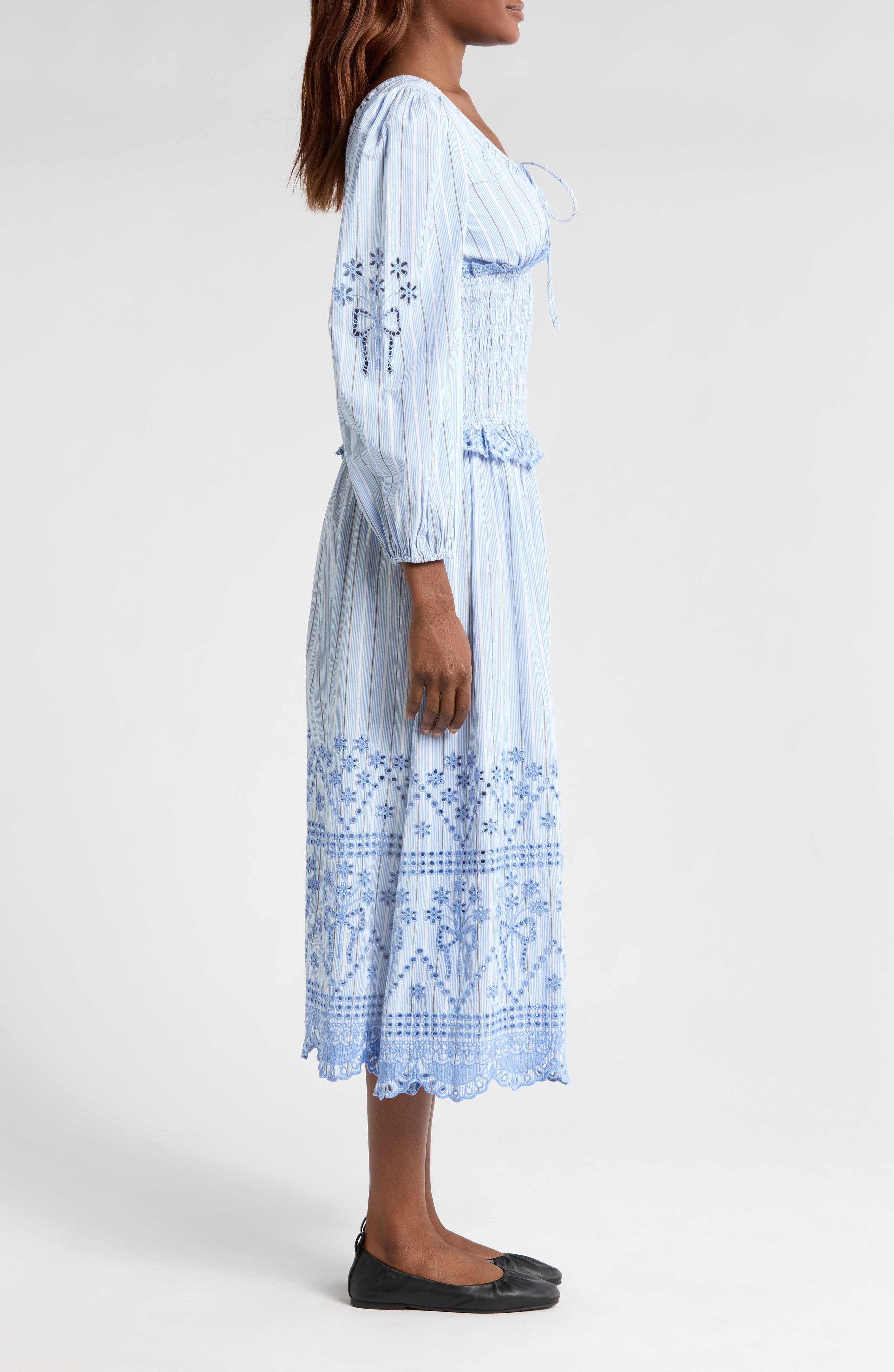 Nola Eyelet Long Sleeve Organic Cotton Maxi Dress - image 2