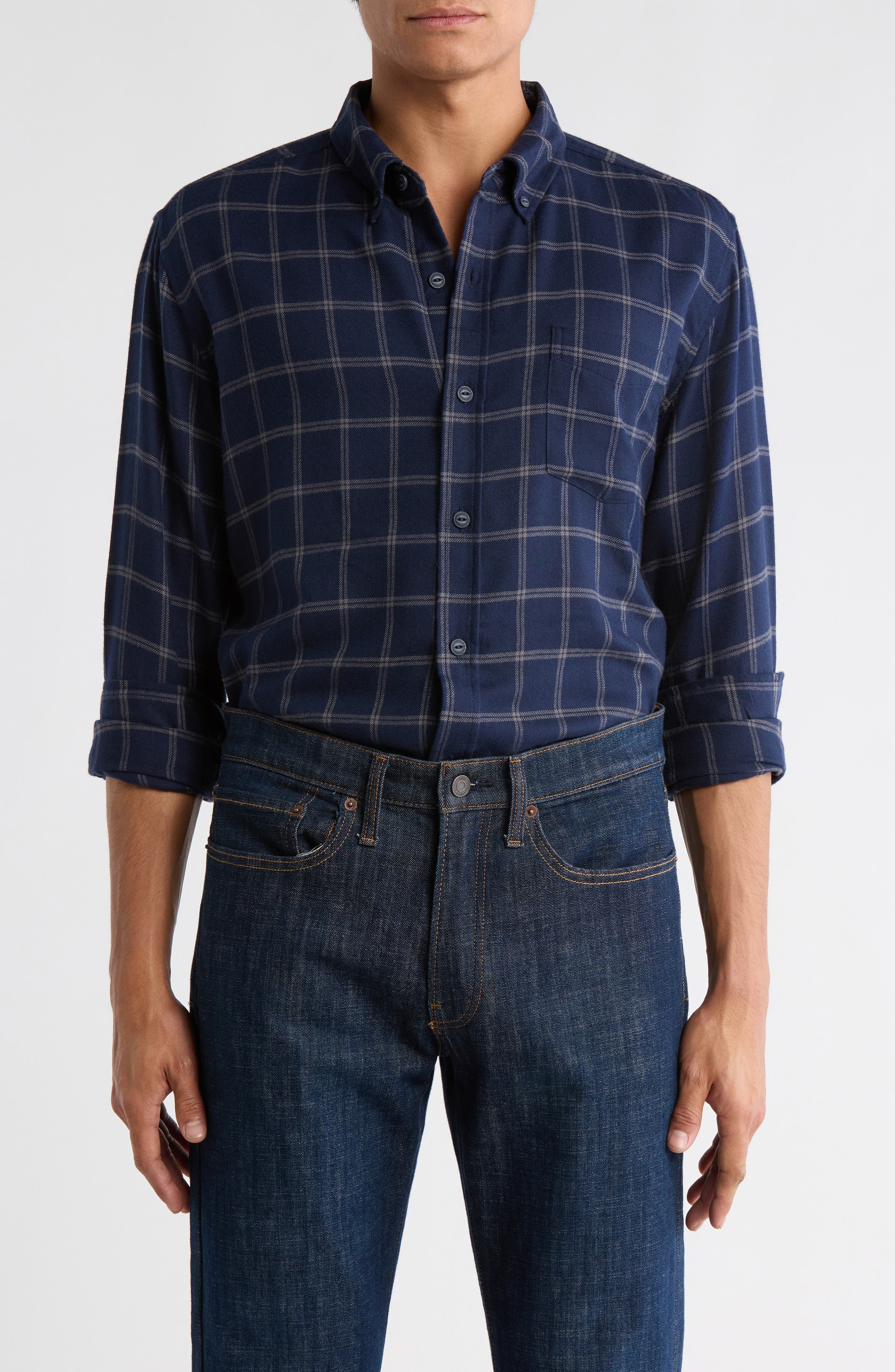 Luxe Plaid Flannel Button-Up Shirt - image 3