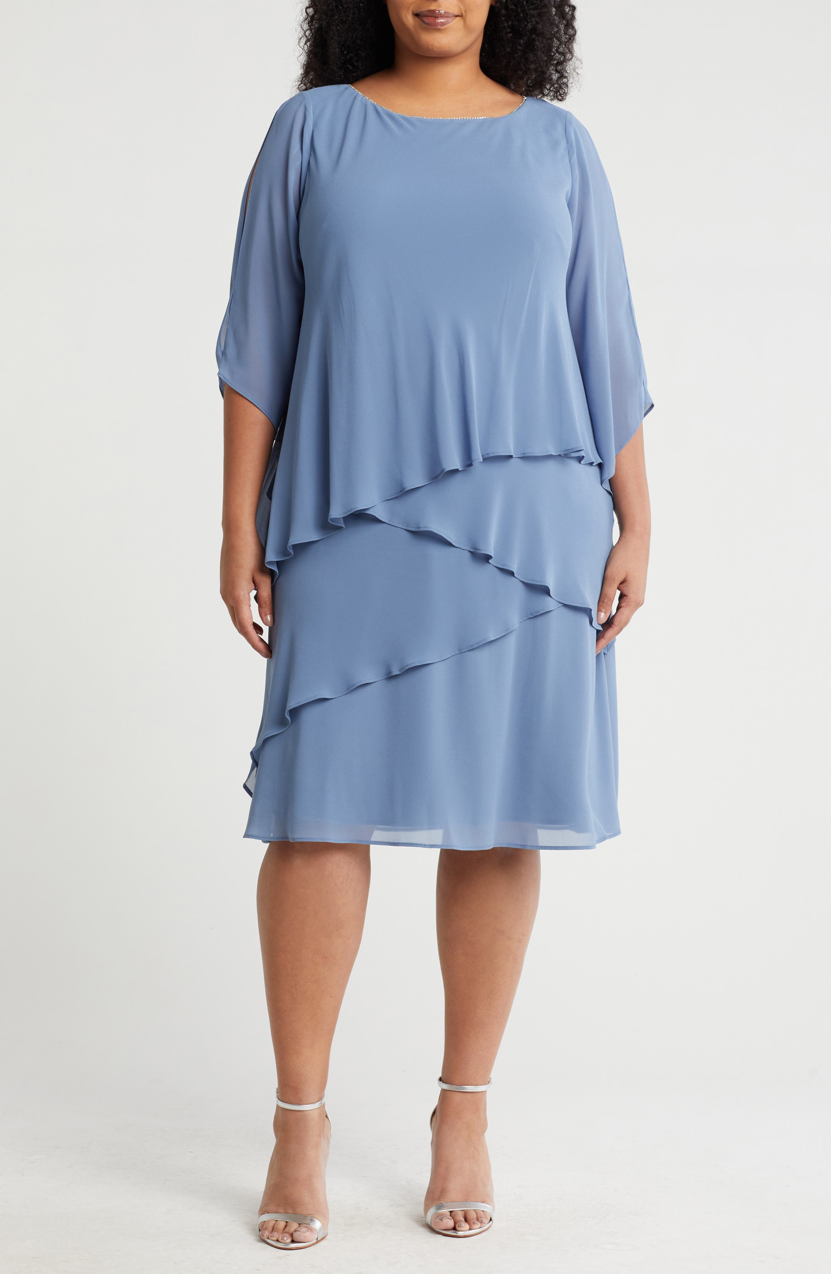 Chiffon Tiered Cutaway Dress - image 1