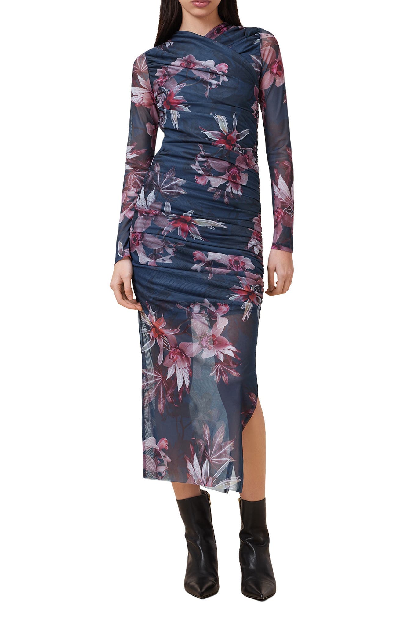 Hanako Long Sleeve Mesh Midi Dress - image 1