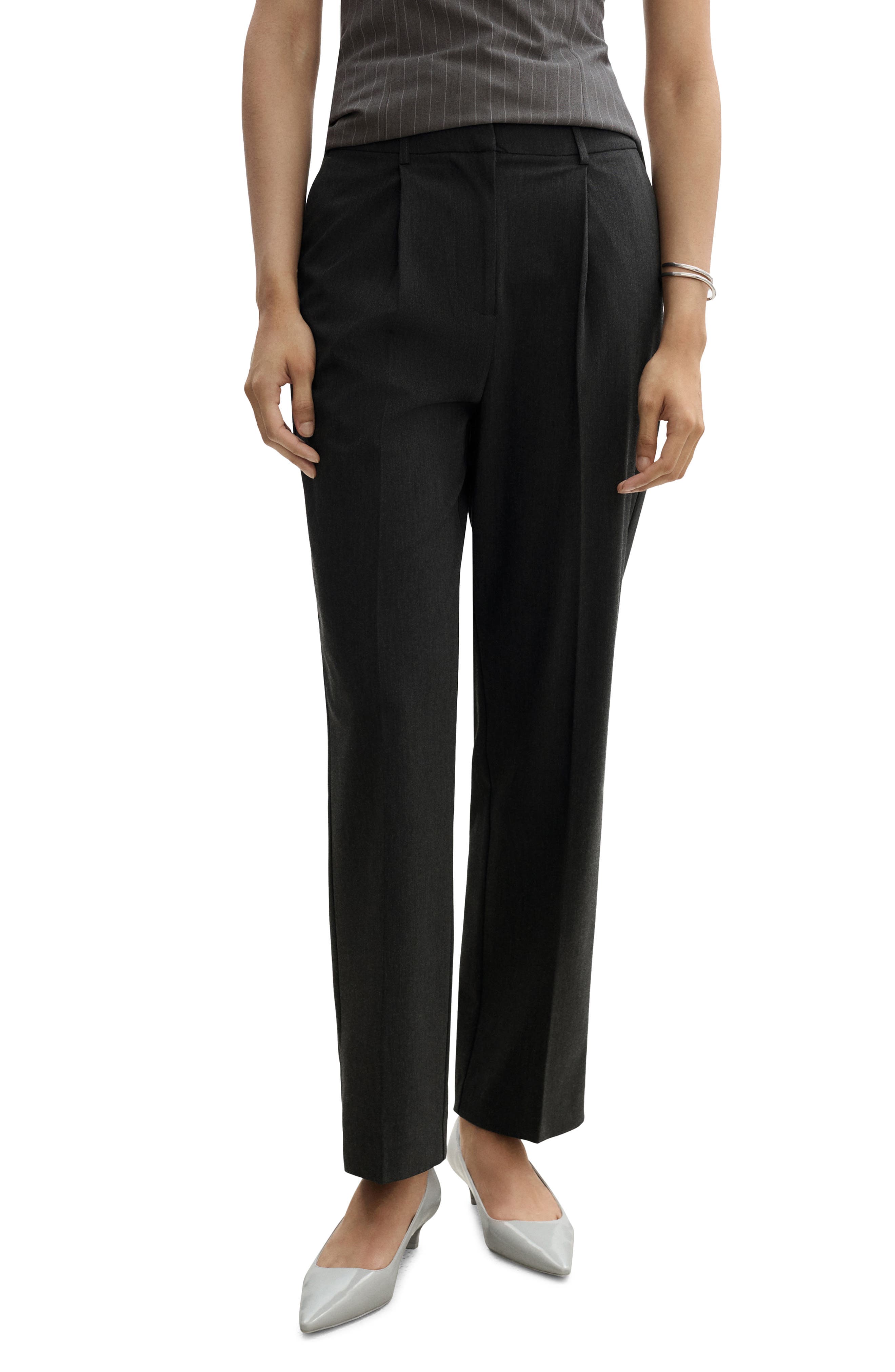 Pleated Straight Leg Ankle Pants - image 1