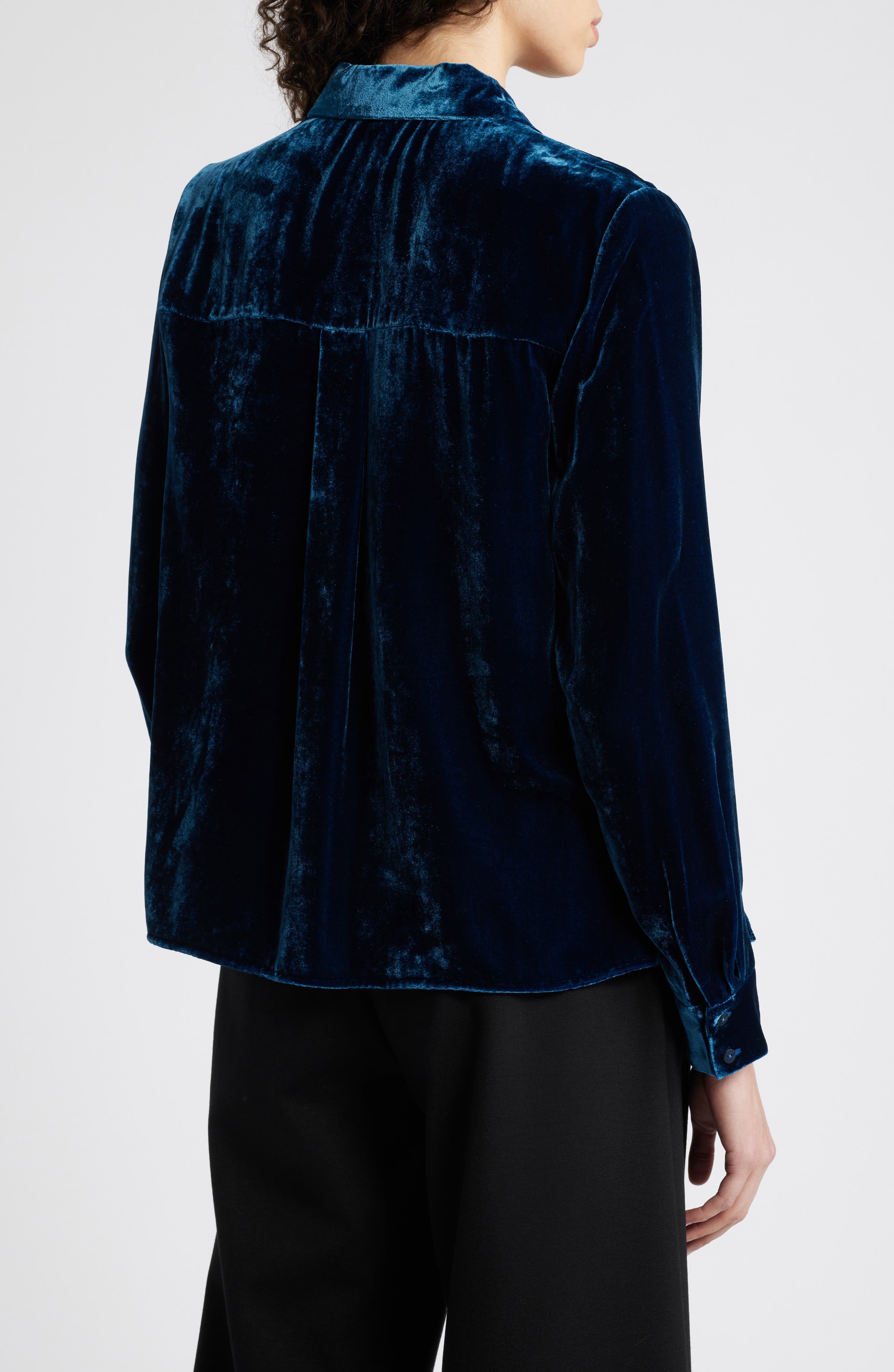 Classic Collar Easy Velvet Button-Up Shirt - image 4