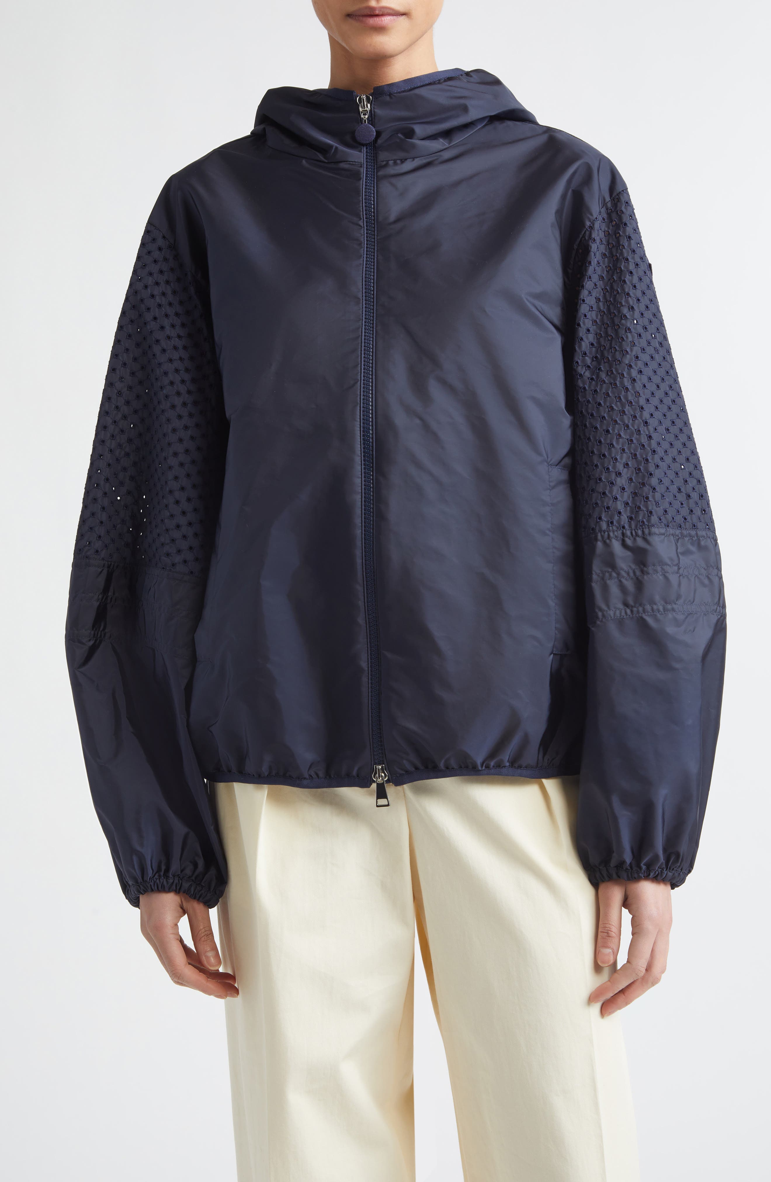 Zelkova Eyelet Trim Hooded Rain Jacket - image 1