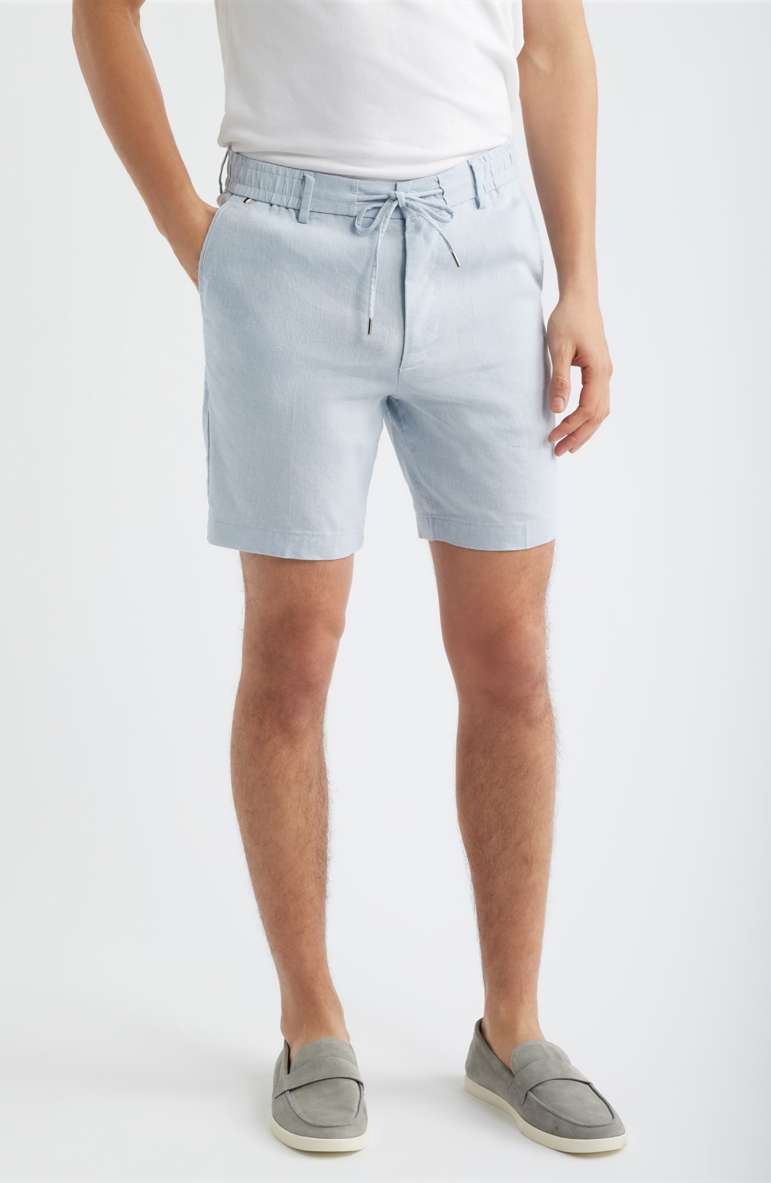 Kane Flat Front Linen Blend Drawstring Shorts - image 3